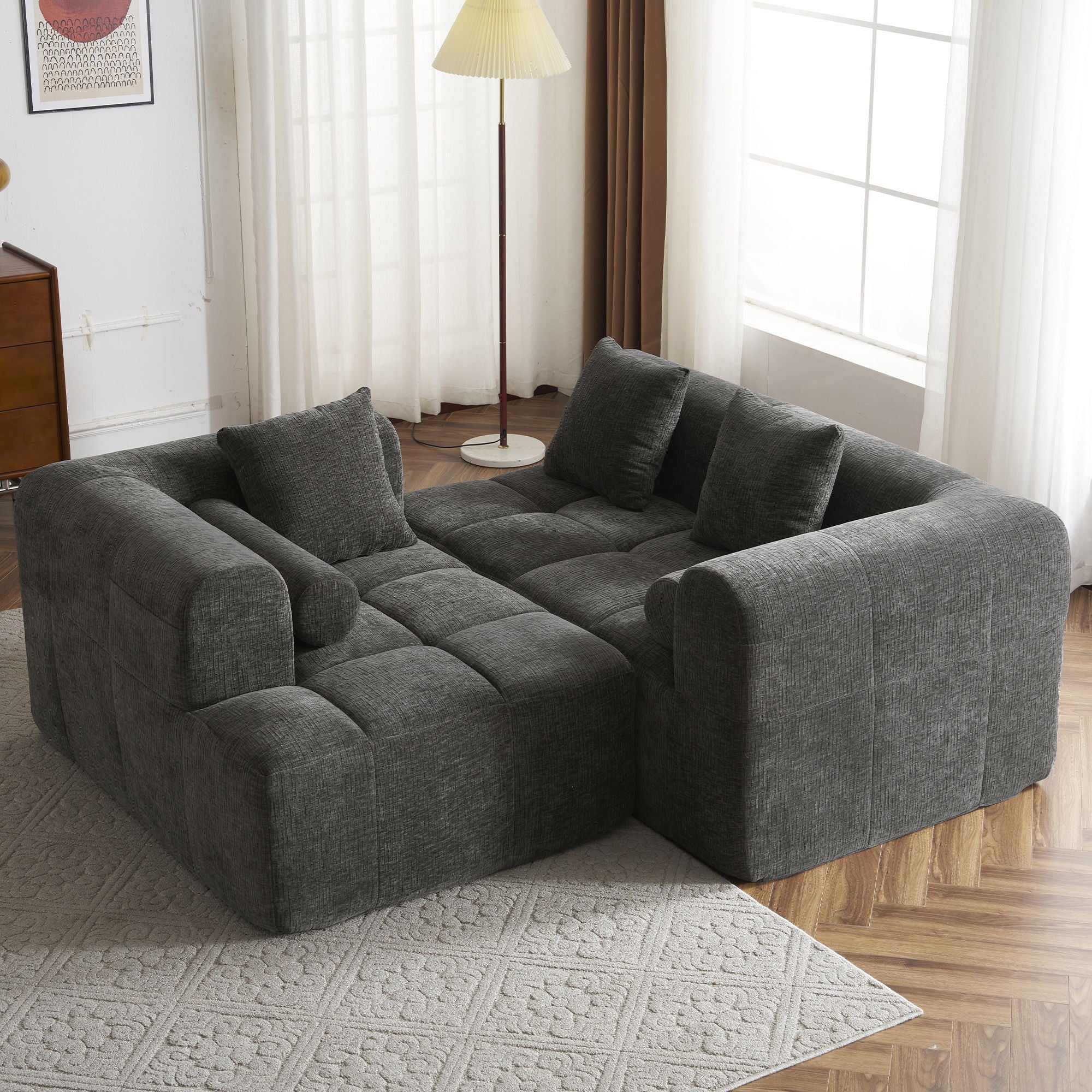 Sectional Free Combined Sofa With 2 Side Pockets