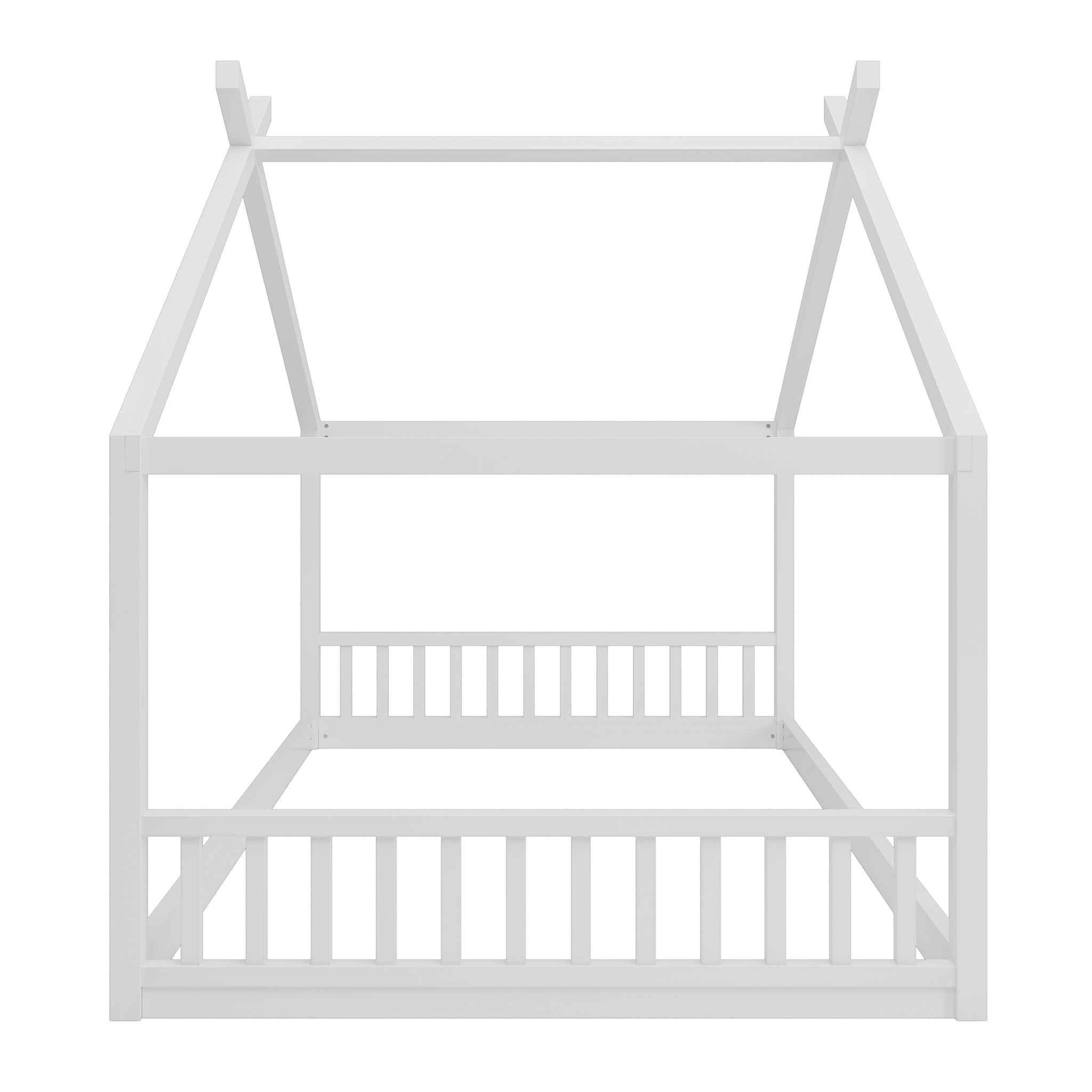 Montessori Style House Bed For Kids, Floor Bed Frame With Headboard And Footboard