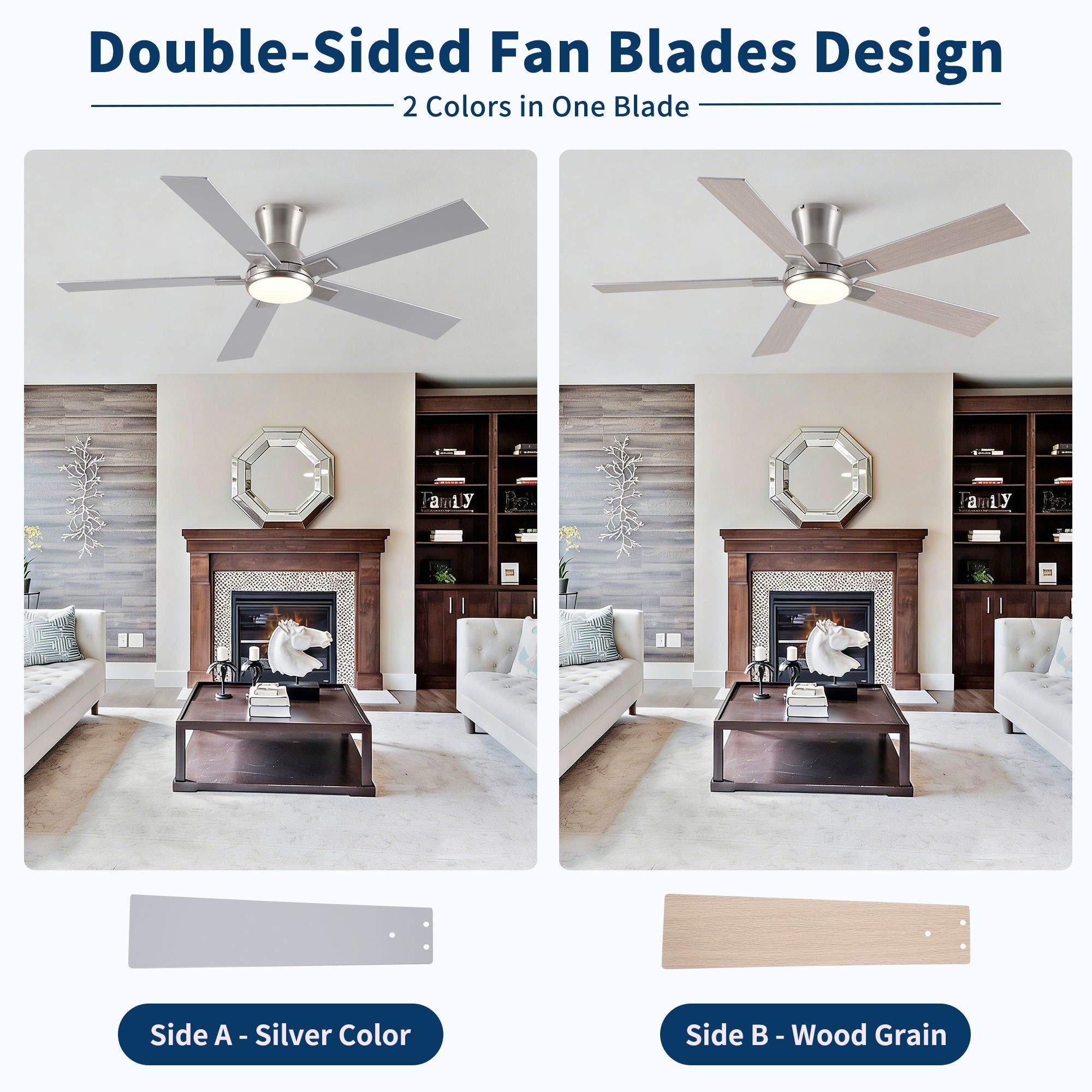 Reversible Quiet Motor Ceiling Fan Light With ABS Blades