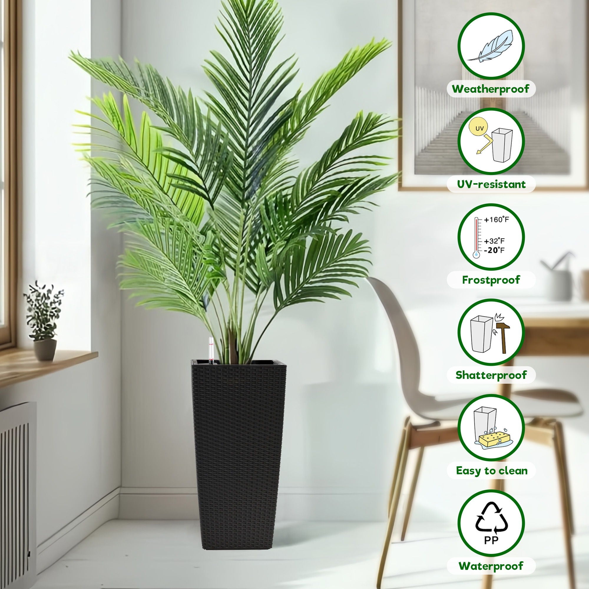 Indoor Outdoor Planter With Automatic Watering System (Set of 2)