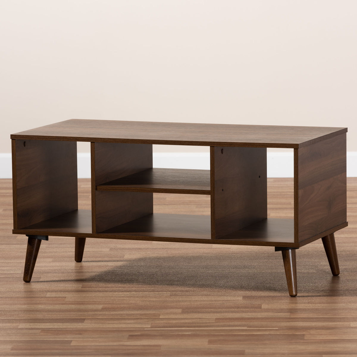 Linas Mid-Century Modern Walnut Finished Coffee Table