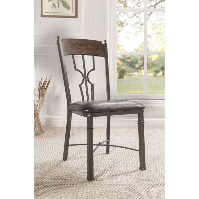 ACME Lynlee - Side Chair (Set of 2) - Espresso PU & Dark Bronze | Meri Furniture
