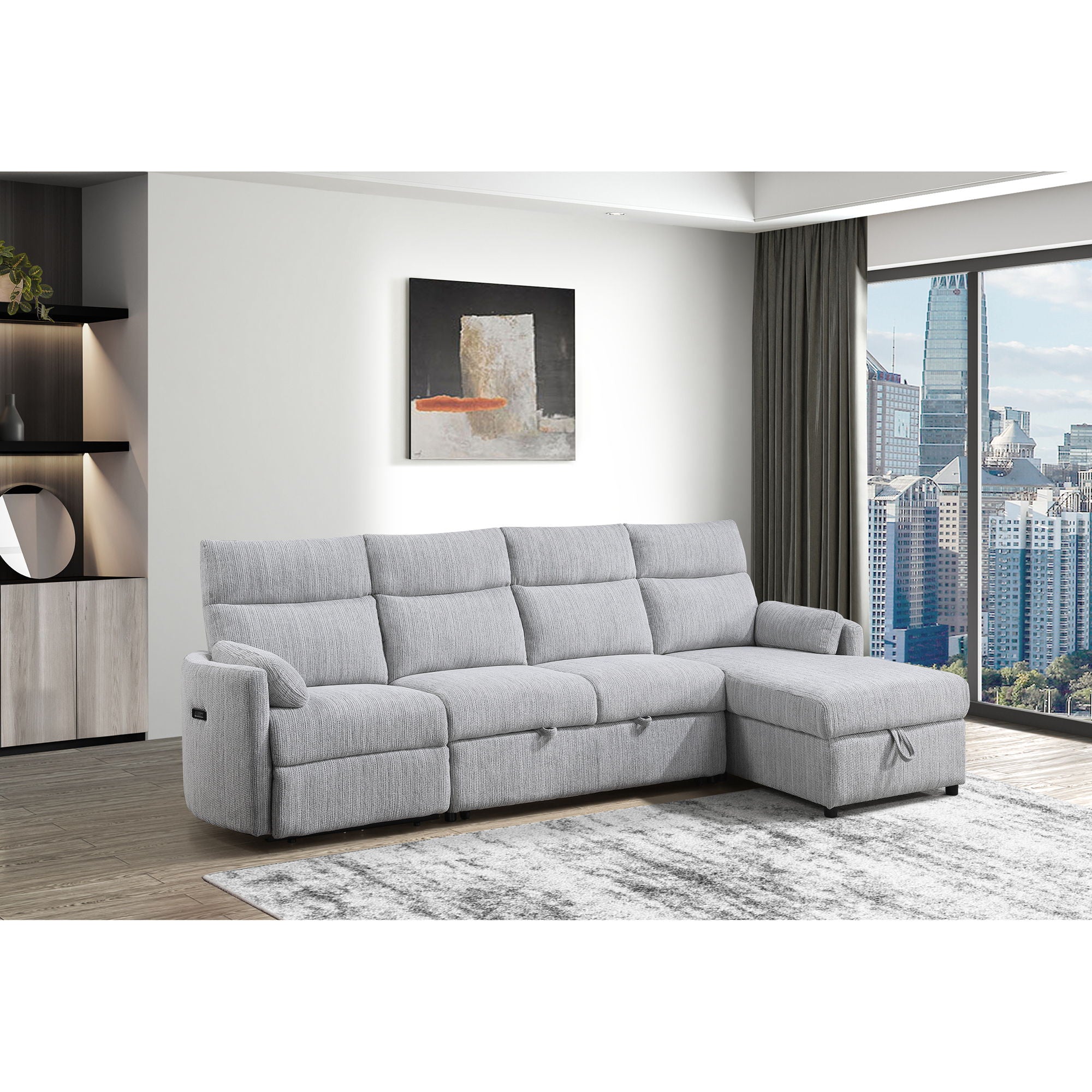Sleeper Sofa With Storage Chaise - Gray