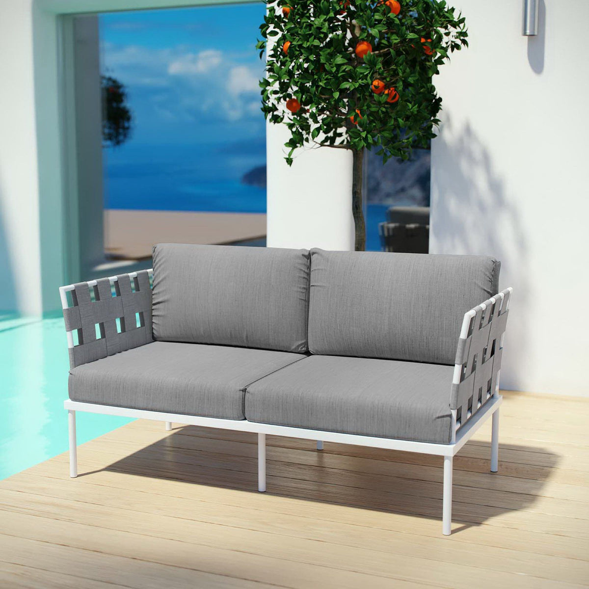 Harmony Outdoor Patio Aluminum Loveseat by Modway