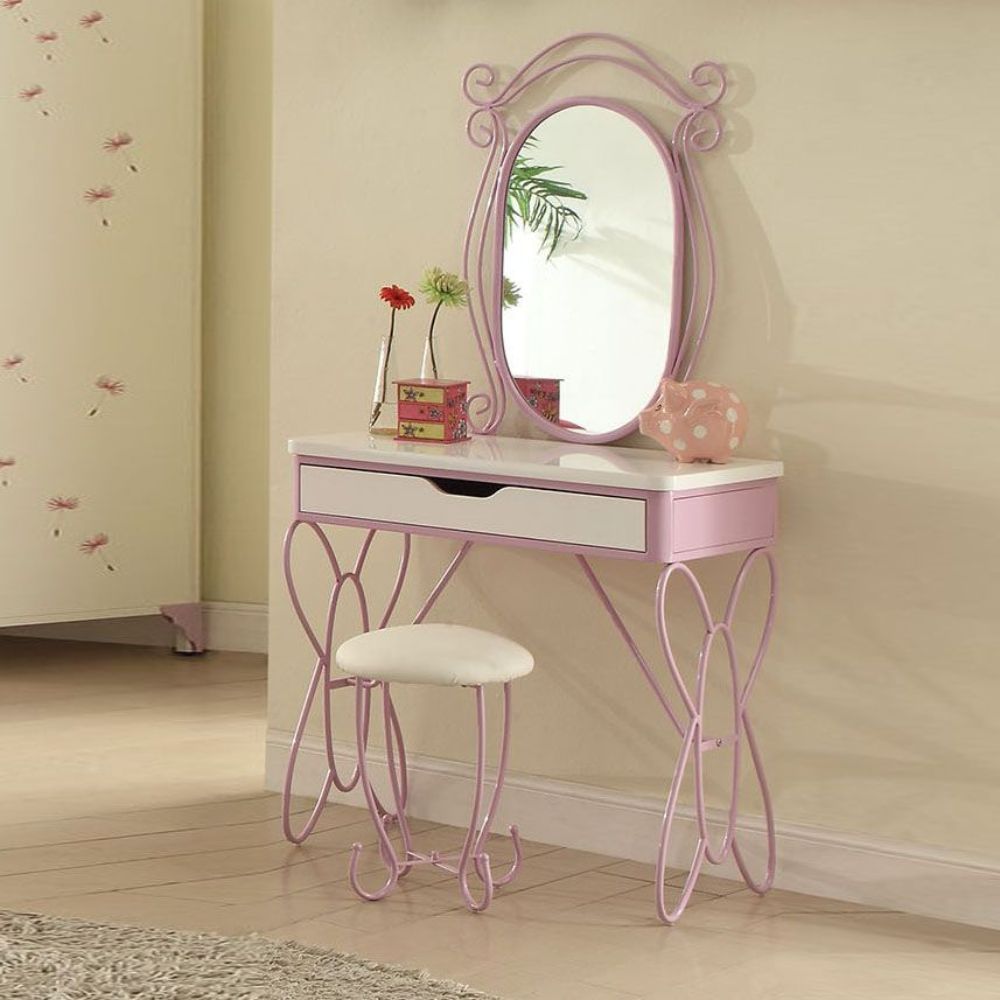 ACME Priya II - Vanity Desk - White & Light Purple | Meri Furniture