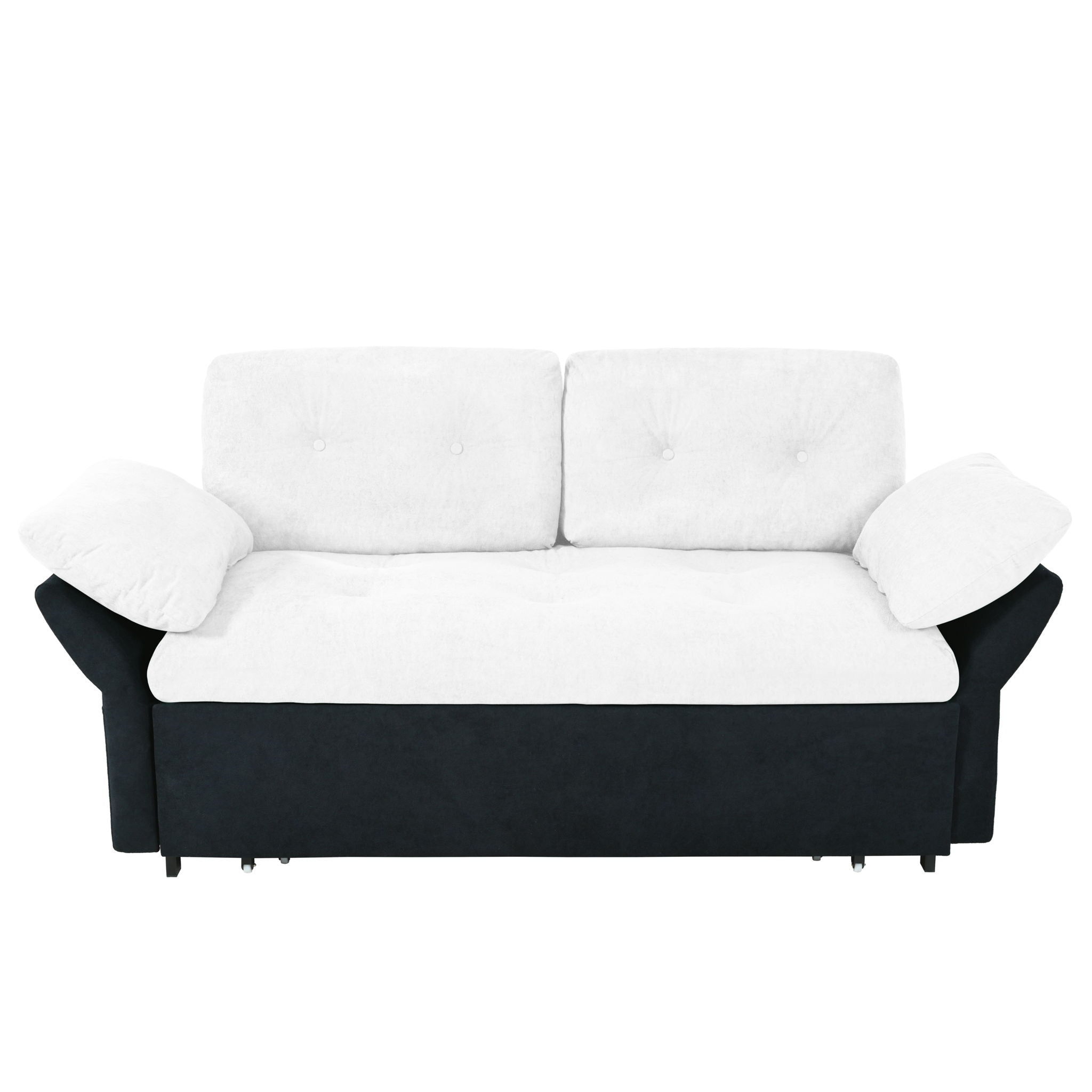 Modern Convertible Sleeper Sofa Bed With Pull-Out Queen Design, Side Storage & Thick Cushions
