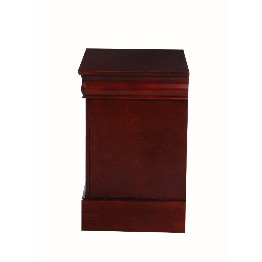 ACME It has two drawers with center metal glide and brushed nickel metal handle. Offers you plentiful storage with spacious drawers | Meri Furniture