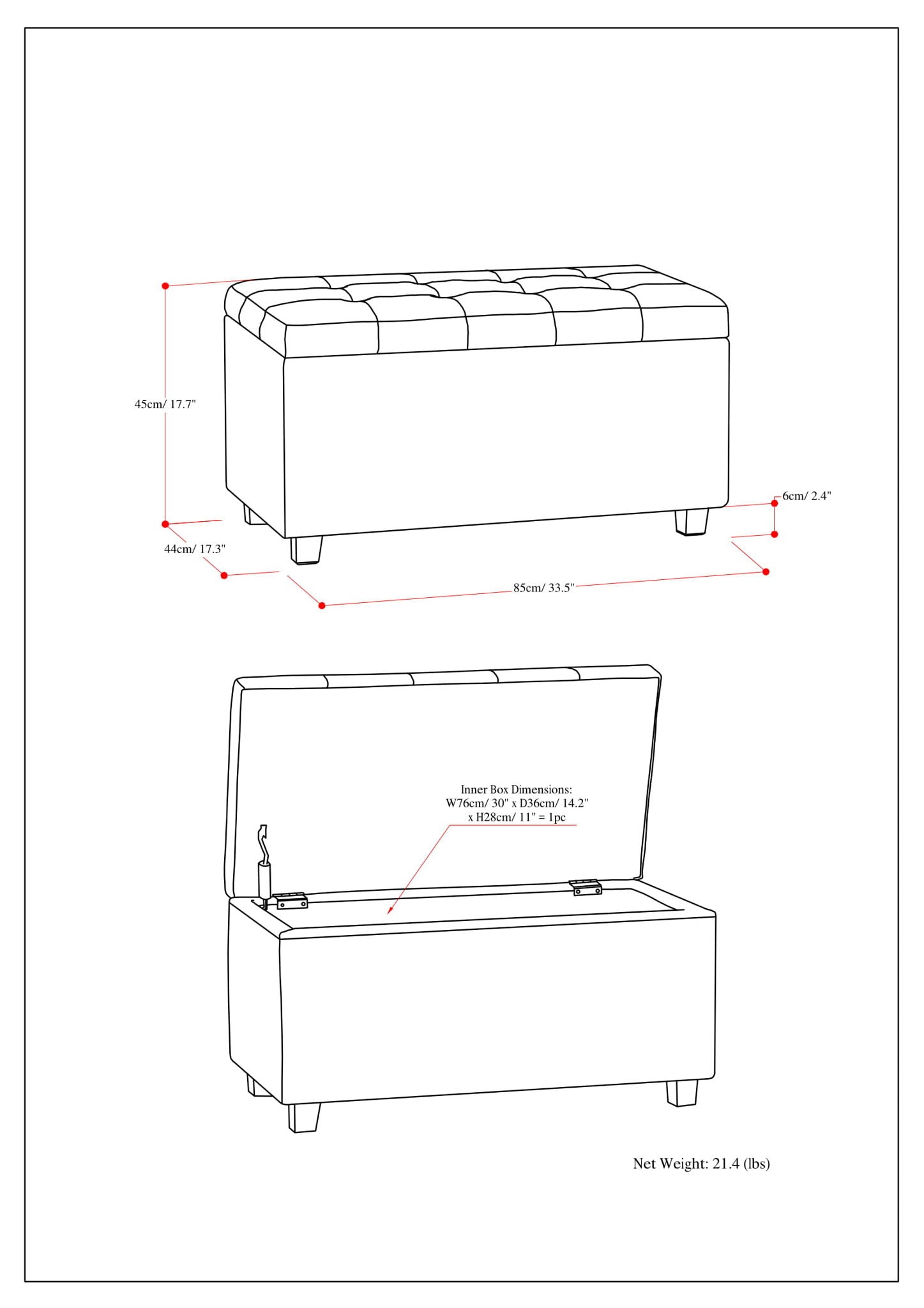 Cosmopolitan - Storage Ottoman - Chocolate Brown