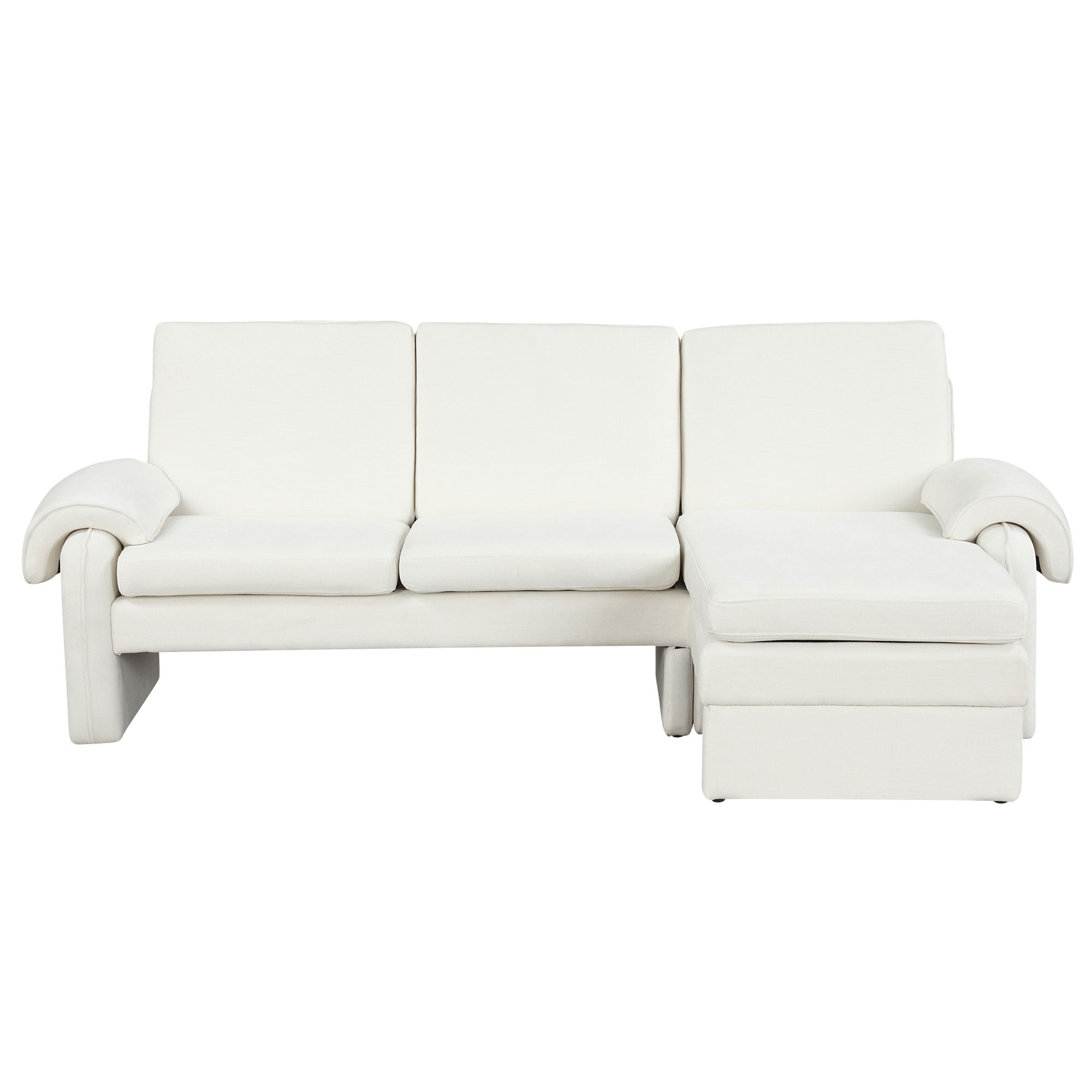 Convertible Futon Sofa Bed With Adjustable Backrest, Reversible Chaise Lounge And 2 Removable Armrest Pillows