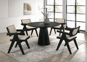 Jasper 5-Piece Ebony Black 47" Round Dining Set with Pedestal Base