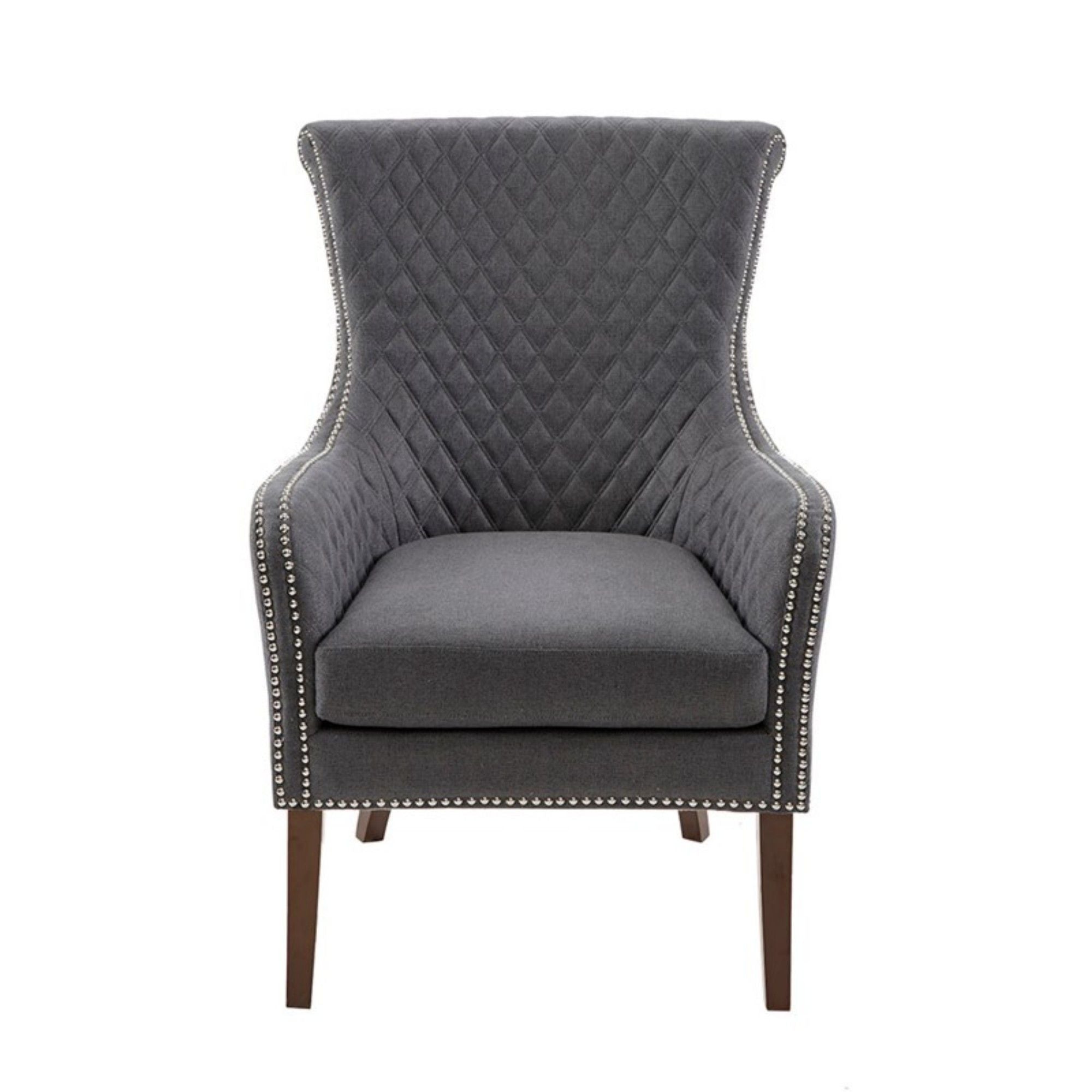 Heston - Accent Chair With Quilted Back And Nailheads - Gray