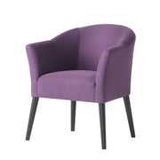 Fabric Arm Chair With Wooden Legs And Cushioned Seat - Plum