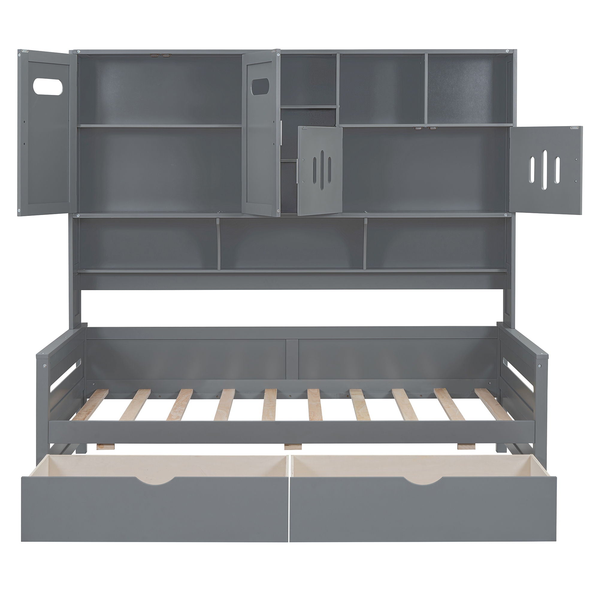 Daybed With All-In-One Cabinet And Shelf