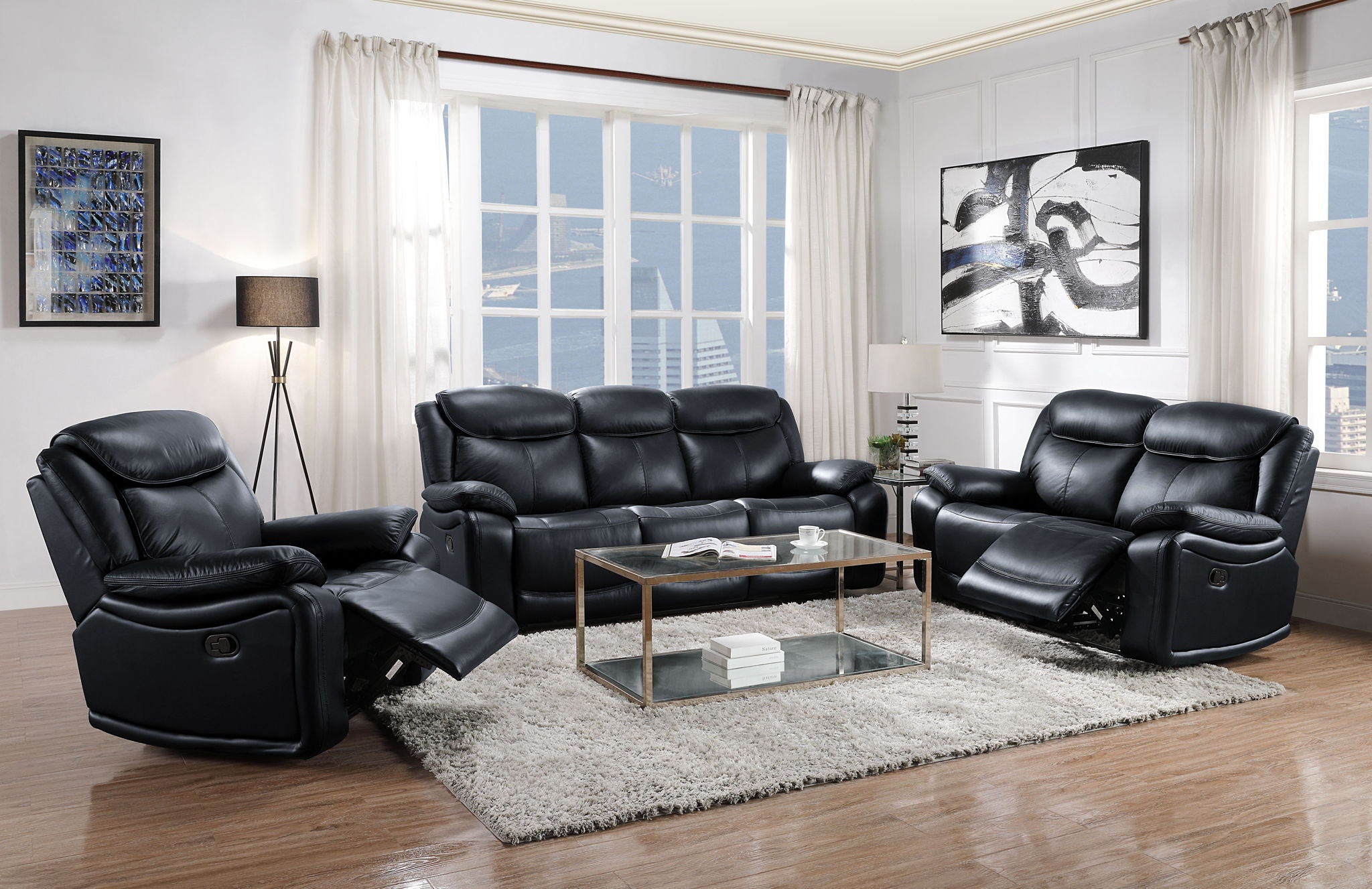 Ralorel - Motion Loveseat - Black Top Grain Leather