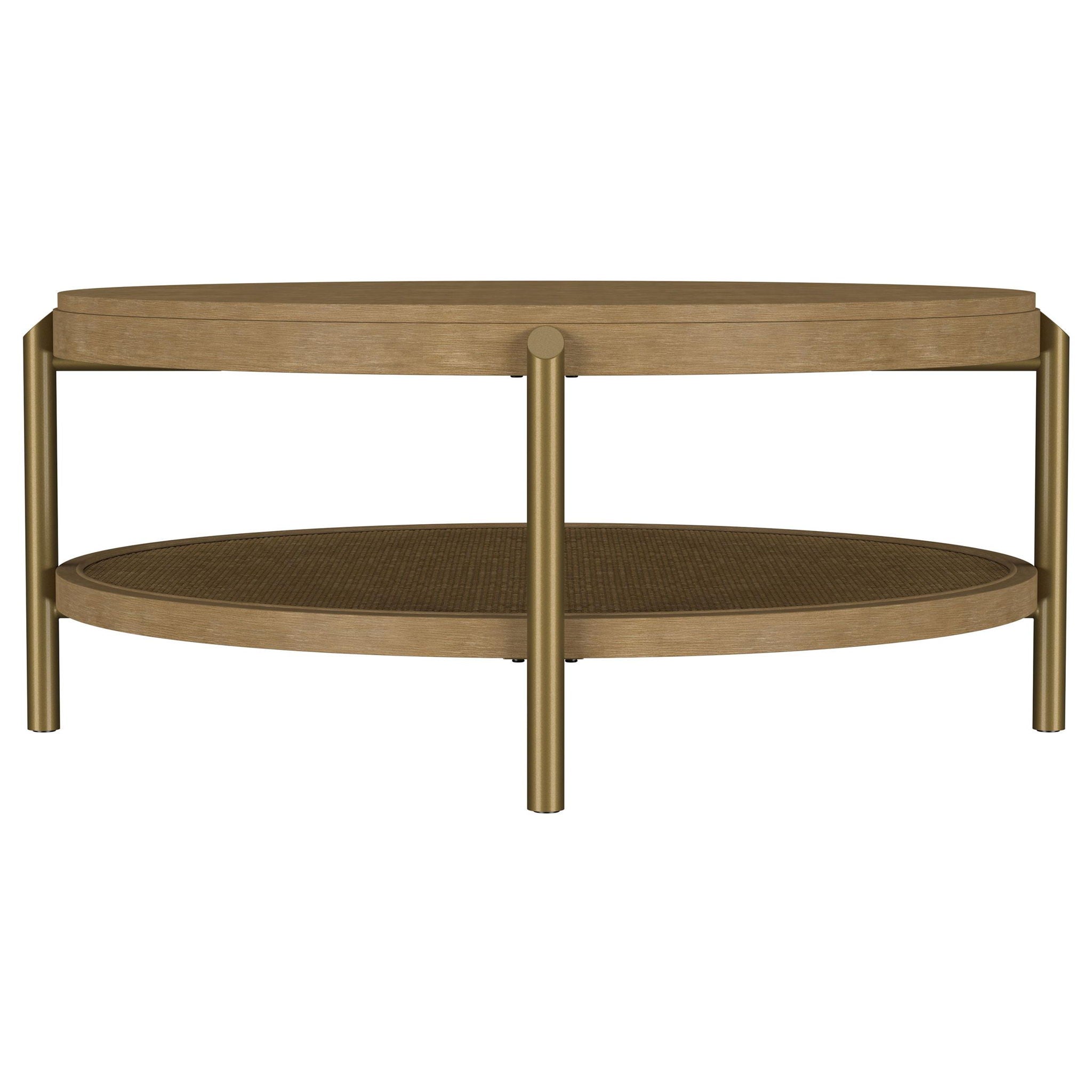 Arini Round Coffee Table With Storage Shelf Sand Wash