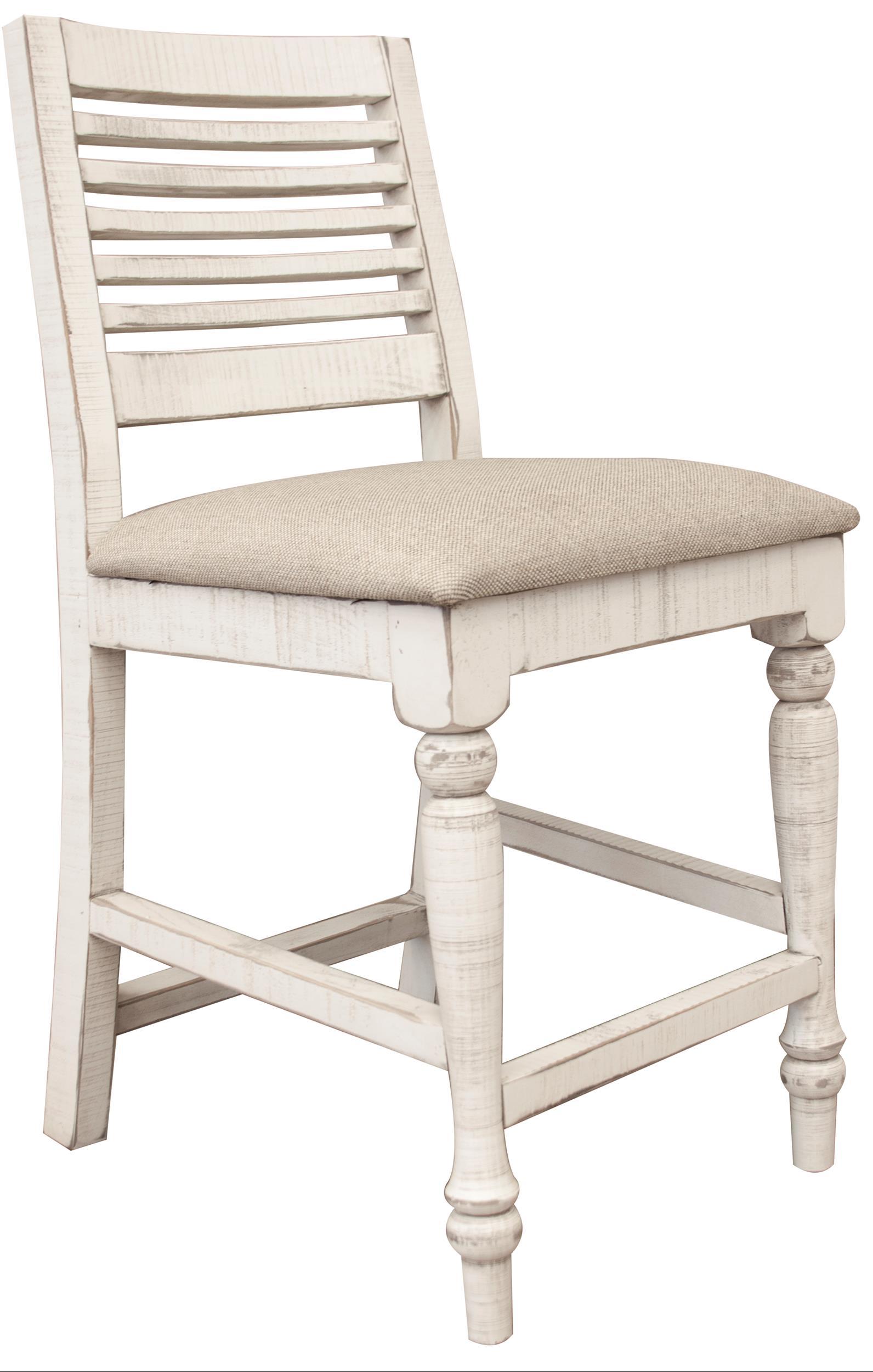 International Furniture Direct Stone - Barstool With Turned Legs (Set of 2) - Antiqued Ivory | Meri Furniture