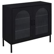Jess - 2-Door Arched Fluted Glass Accent Cabinet - Black