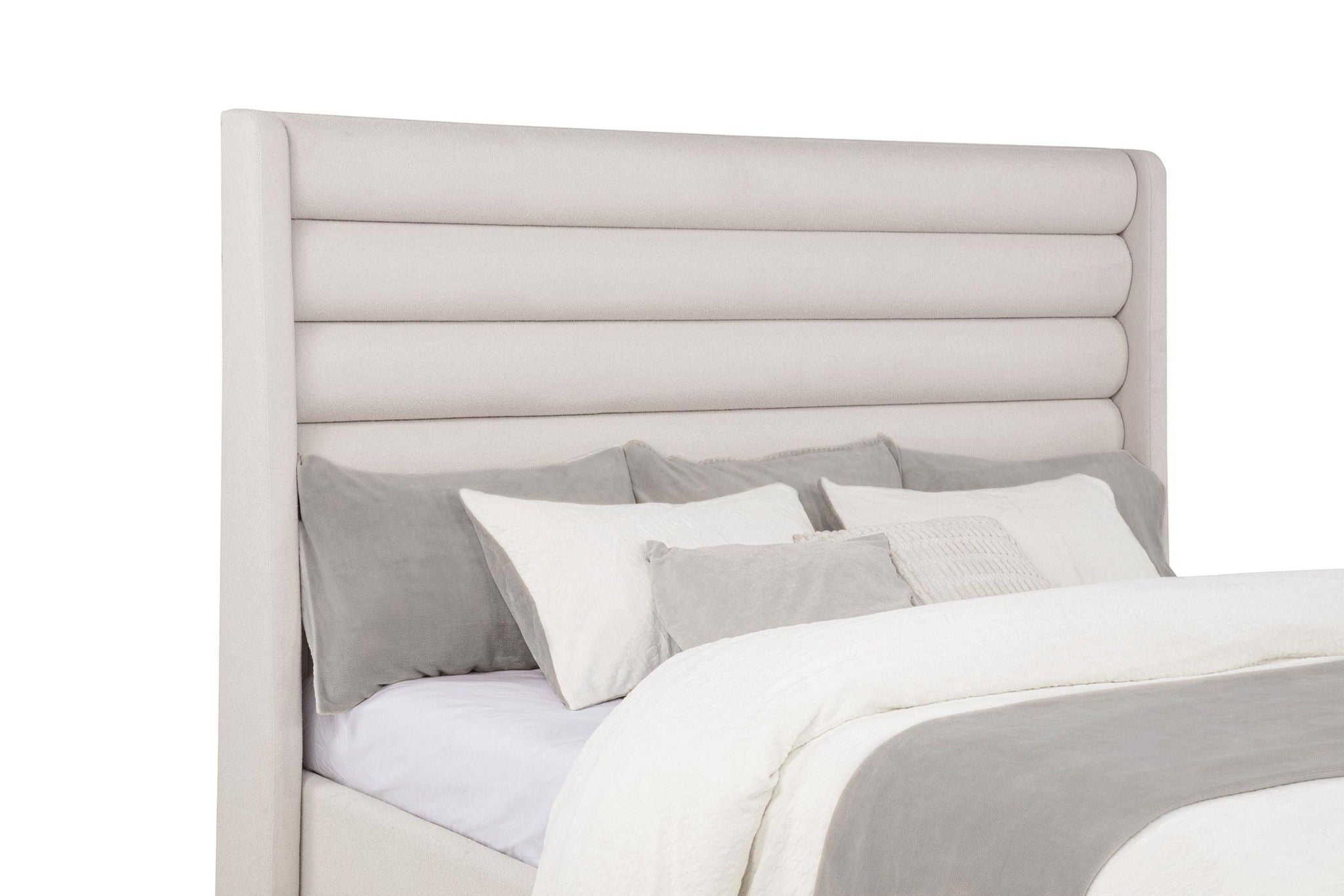 Leslie Upholstered Tufted California King Wingback Platform Bed Beige