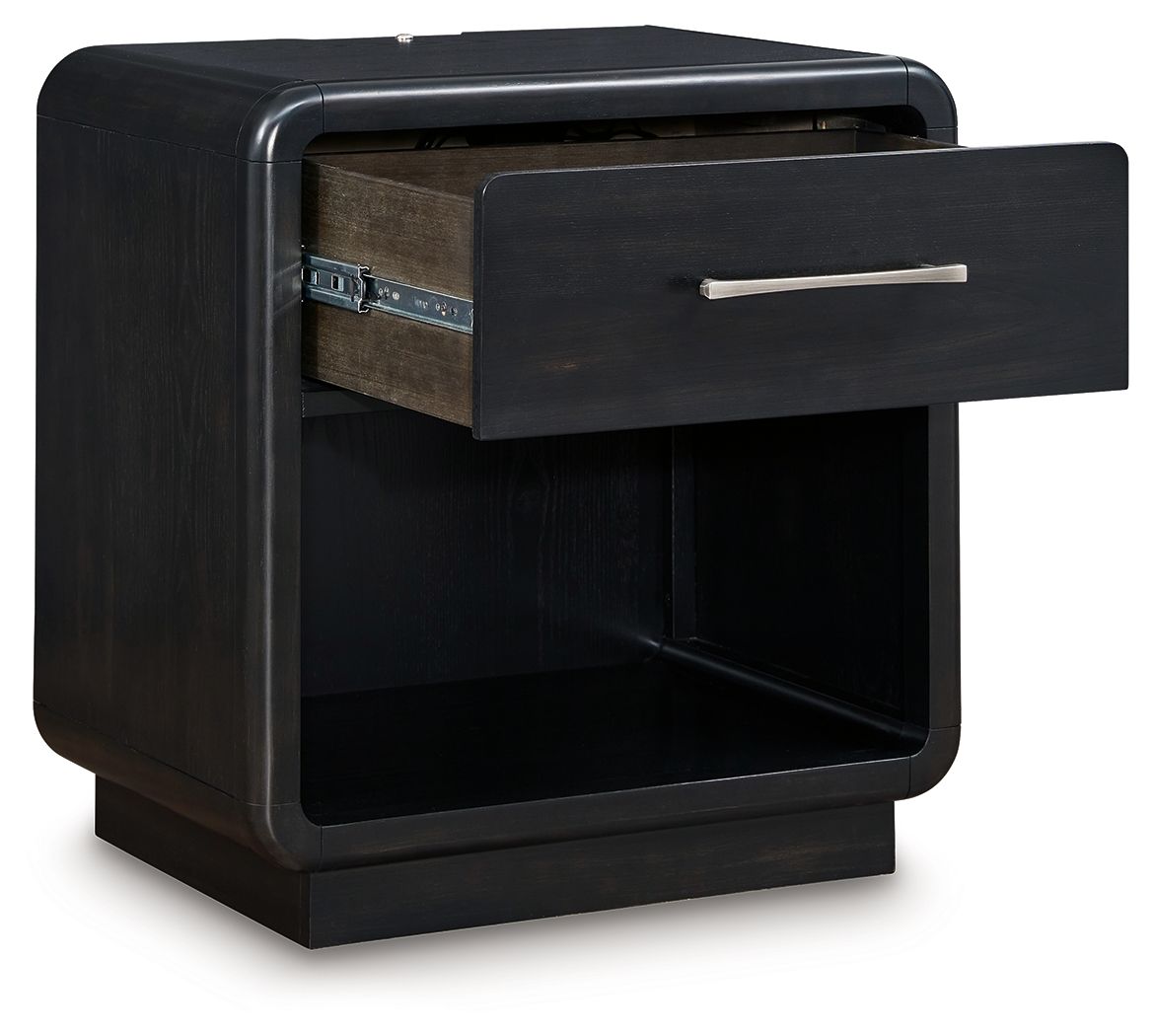 Signature Design by Ashley® Rowanbeck - Black - One Drawer Night Stand | Meri Furniture