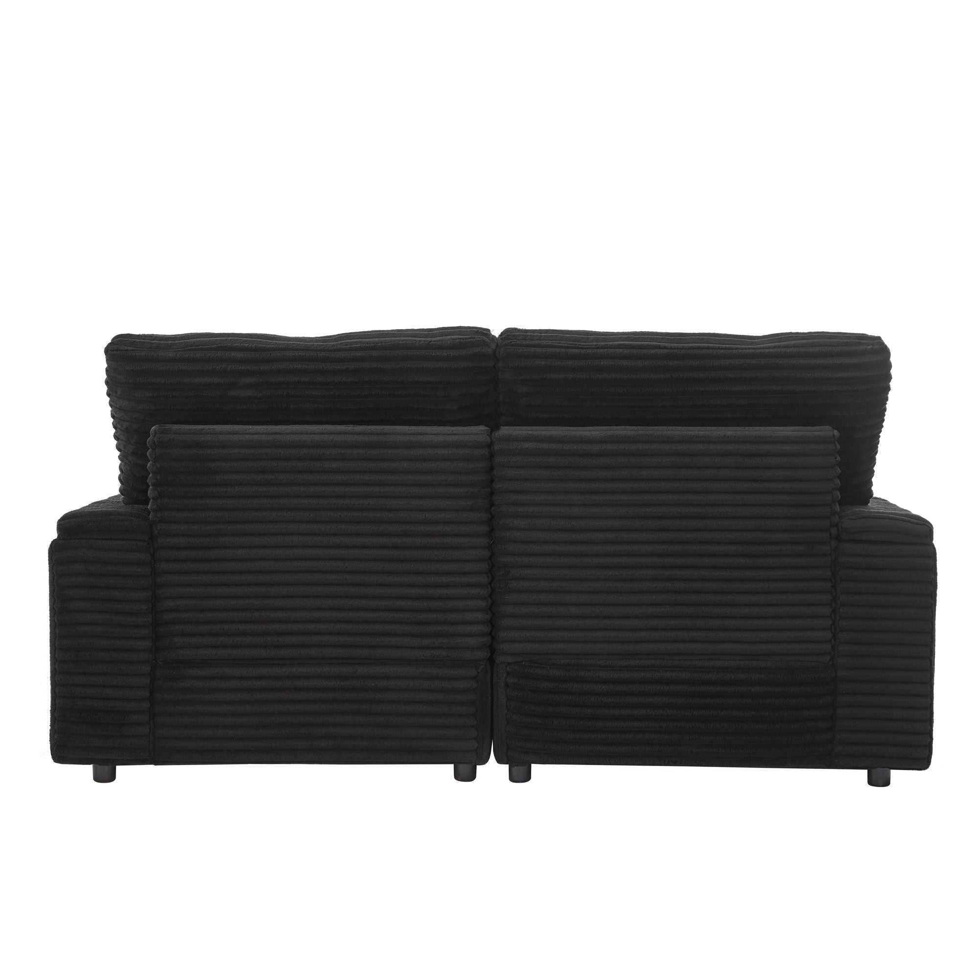 Convertible Loveseat Sofa With Storage, USB Ports, Cup Holders - Black