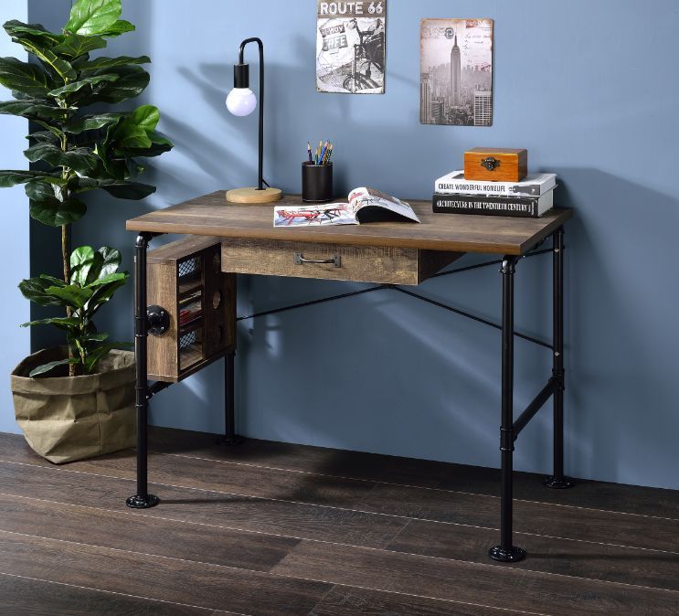 Endang - Writing Desk - Weathered Oak & Black