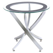 Coaster Fine Furniture Brooke - Round Glass Top Side End Table Metal Base | Meri Furniture