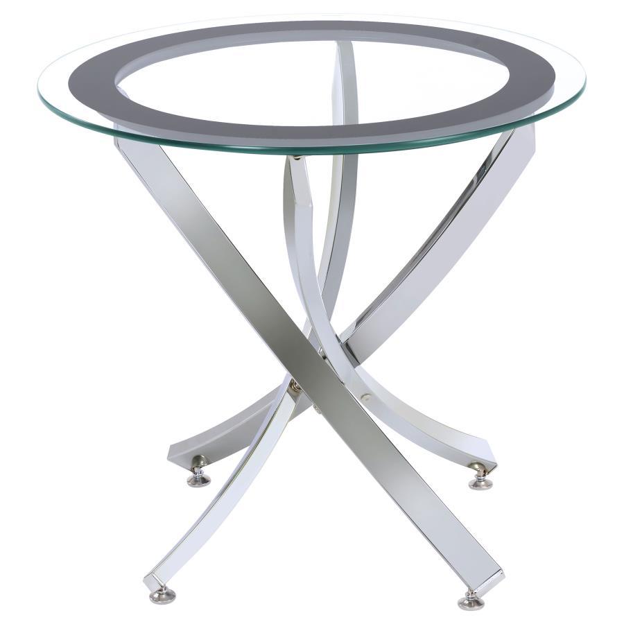 Coaster Fine Furniture Brooke - Round Glass Top Side End Table Metal Base | Meri Furniture