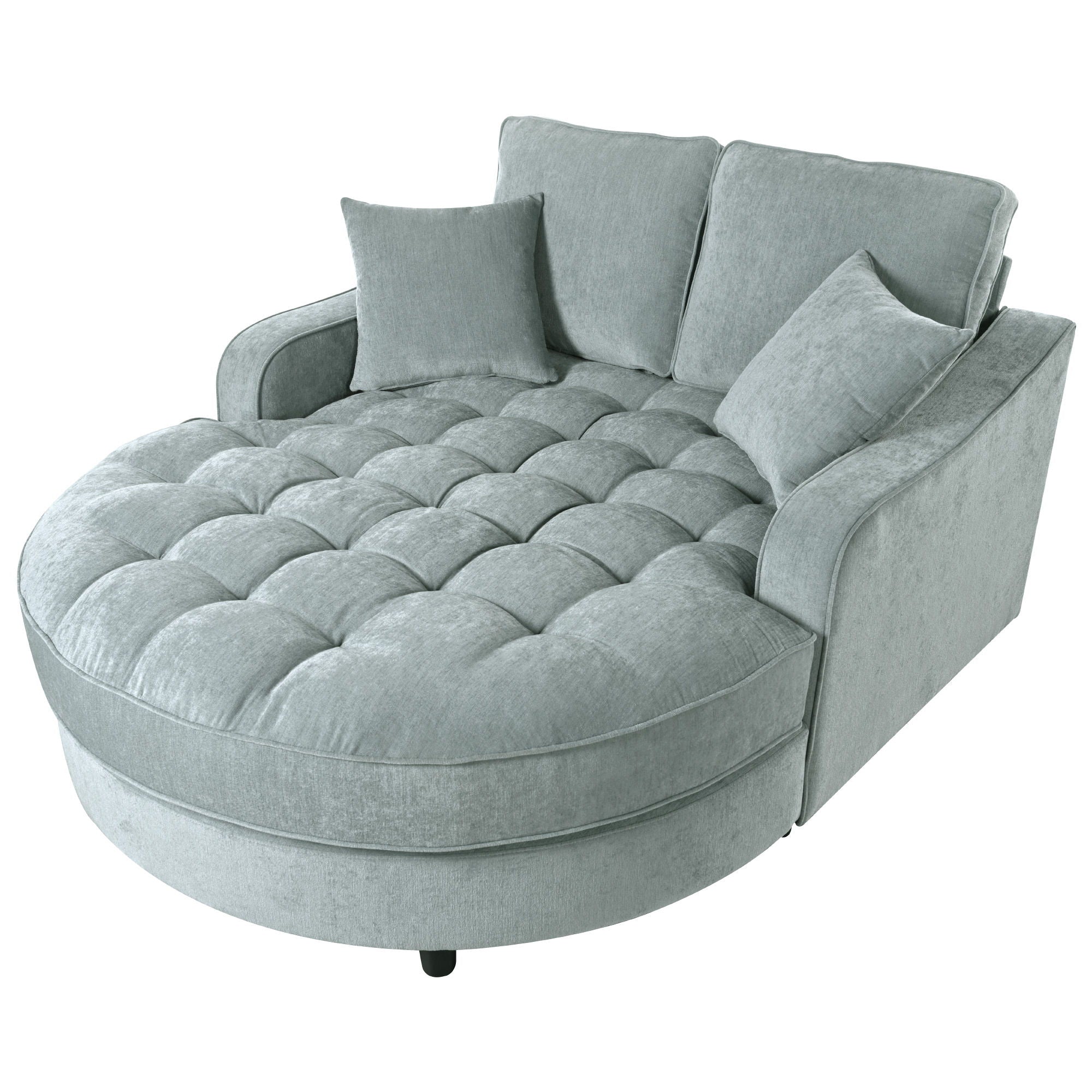 Modern Chaise Lounge Upholstered Sofa Couch With Tufted Seat And Detachable Pillows For Living Room