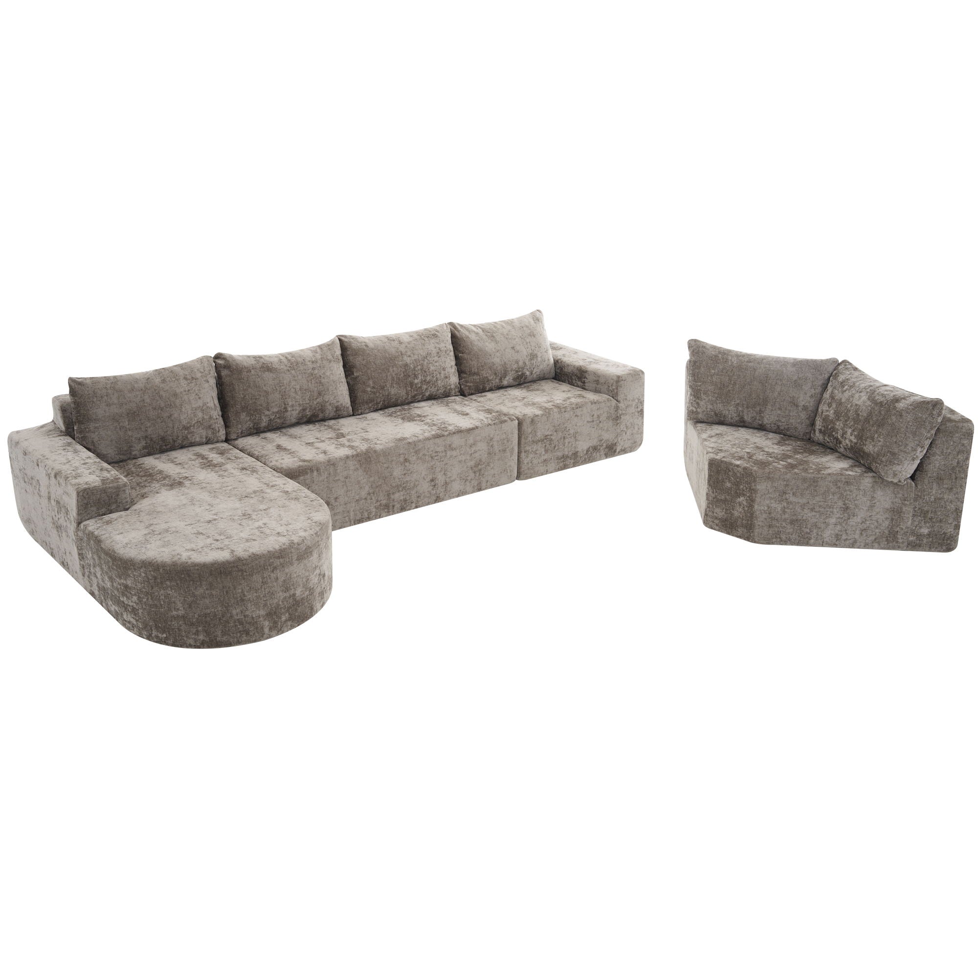 U-Shaped Oversized Modular Cloud Sectional Sofa With Deep Seat For Living Room