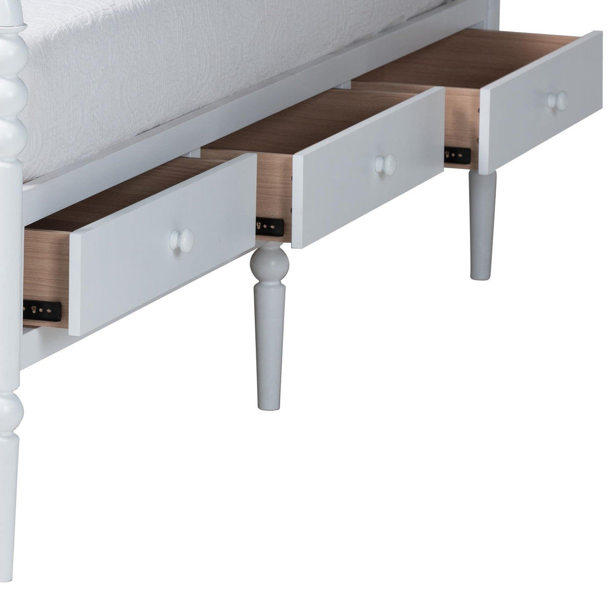 Lucera 6-Drawer Platform Bed with Bobbin Frame, Full, White