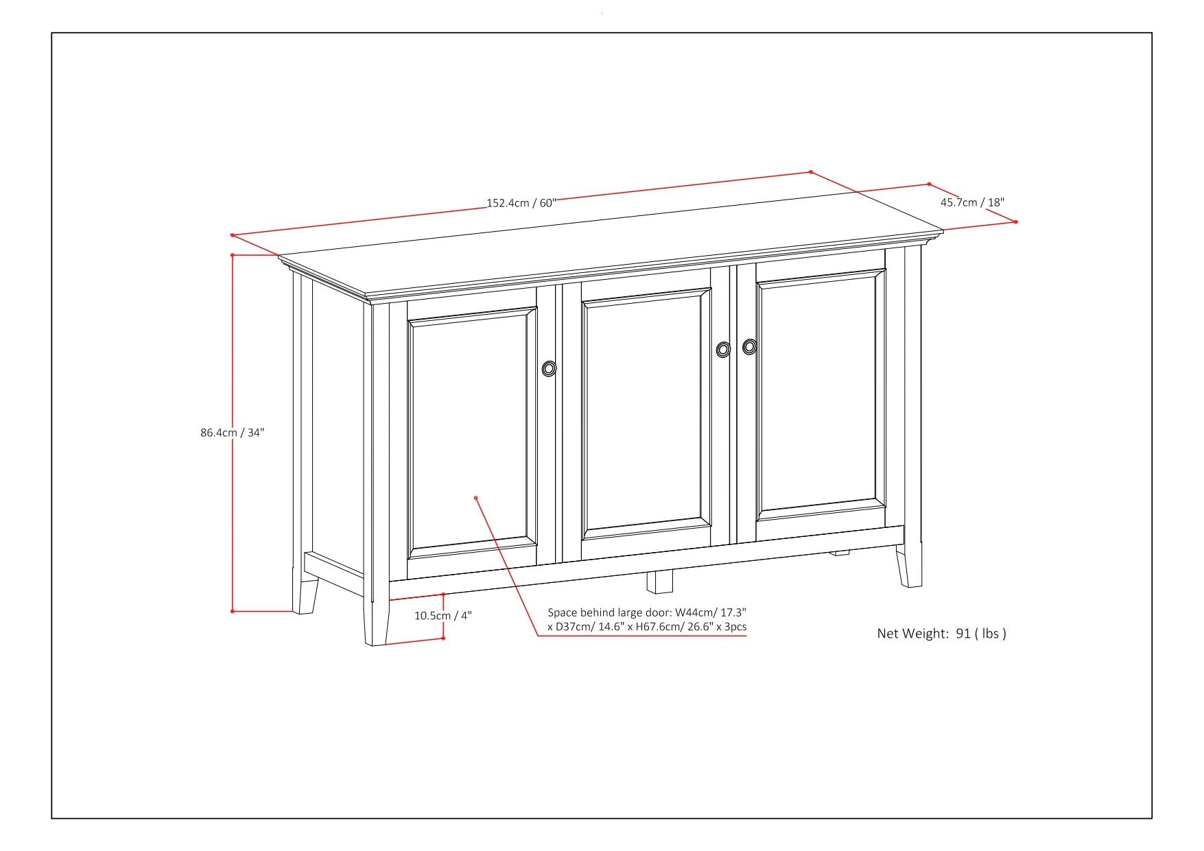 Amherst - Wide 3 Door Storage Cabinet - Hickory Brown
