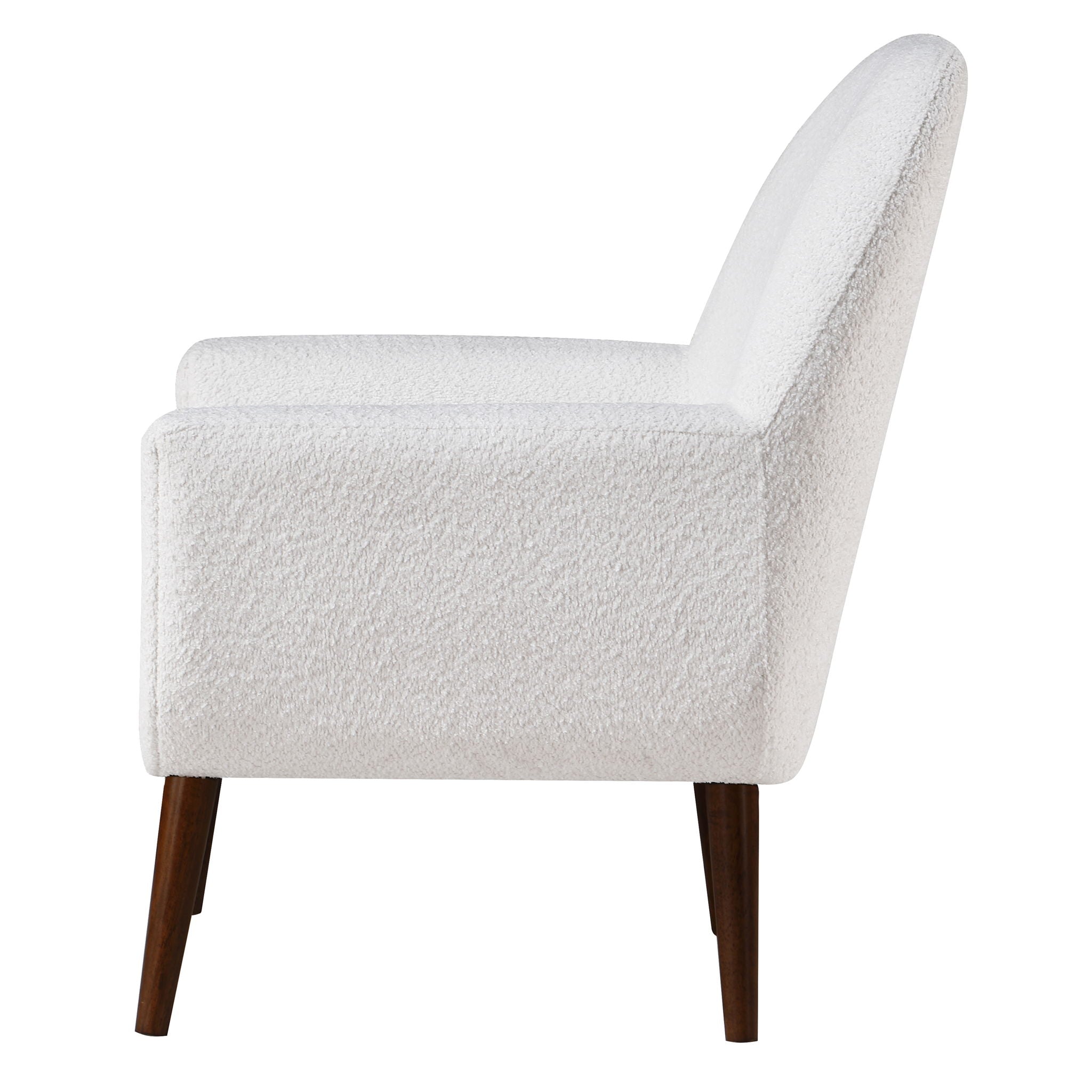 Prince - Mid Century Boucle Arm Chair With Solid Wood Legs - White