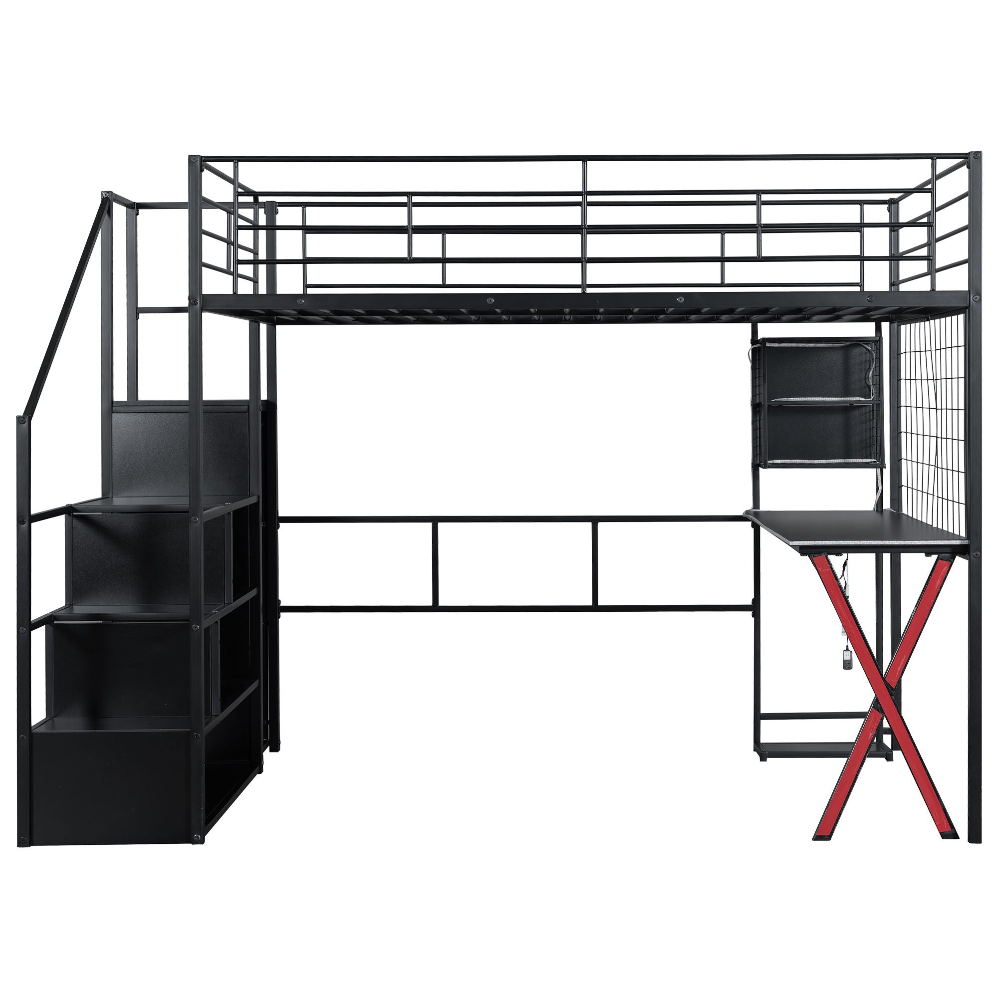 Loft Bed With Built In Work Station, Wardrobe, Storage Staircase And LED