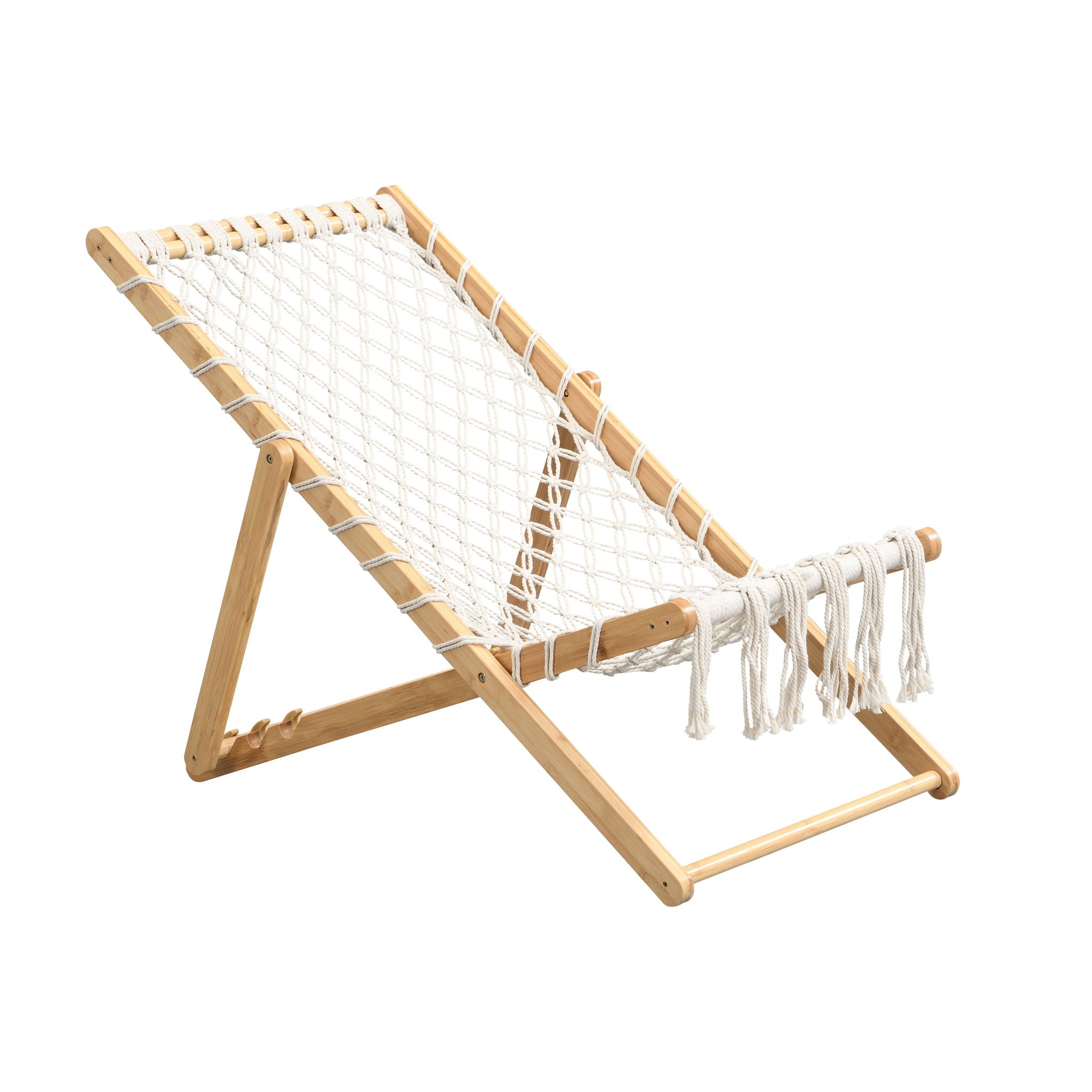 Bamboo Weaving Chair Set With Handwoven Rope For Patio And Living Spaces - Natural