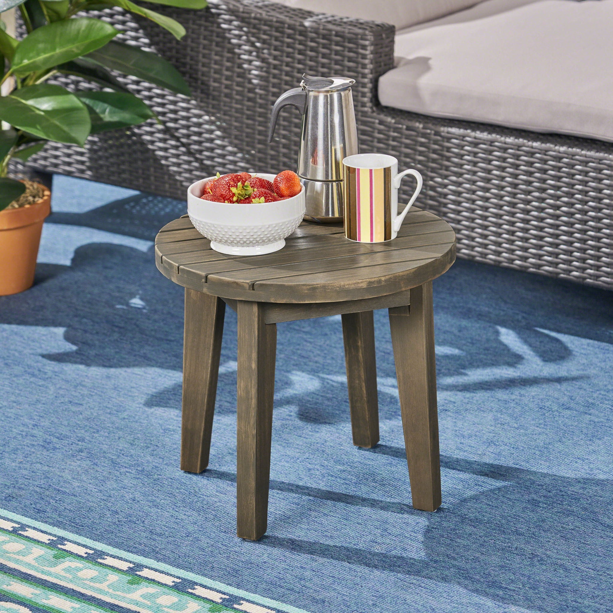 Outdoor Acacia Wood Side Table With Weather Resistance