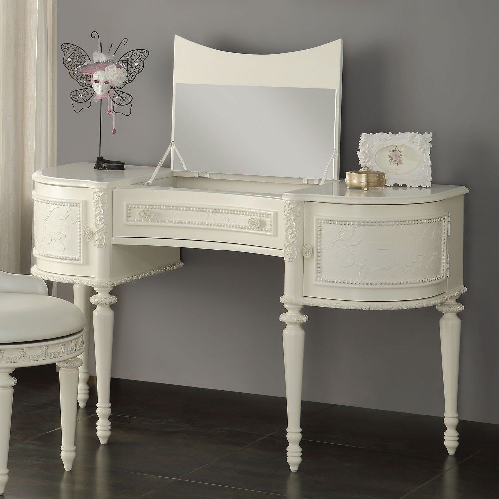 ACME Dorothy - Vanity Desk & Mirror - Ivory | Meri Furniture