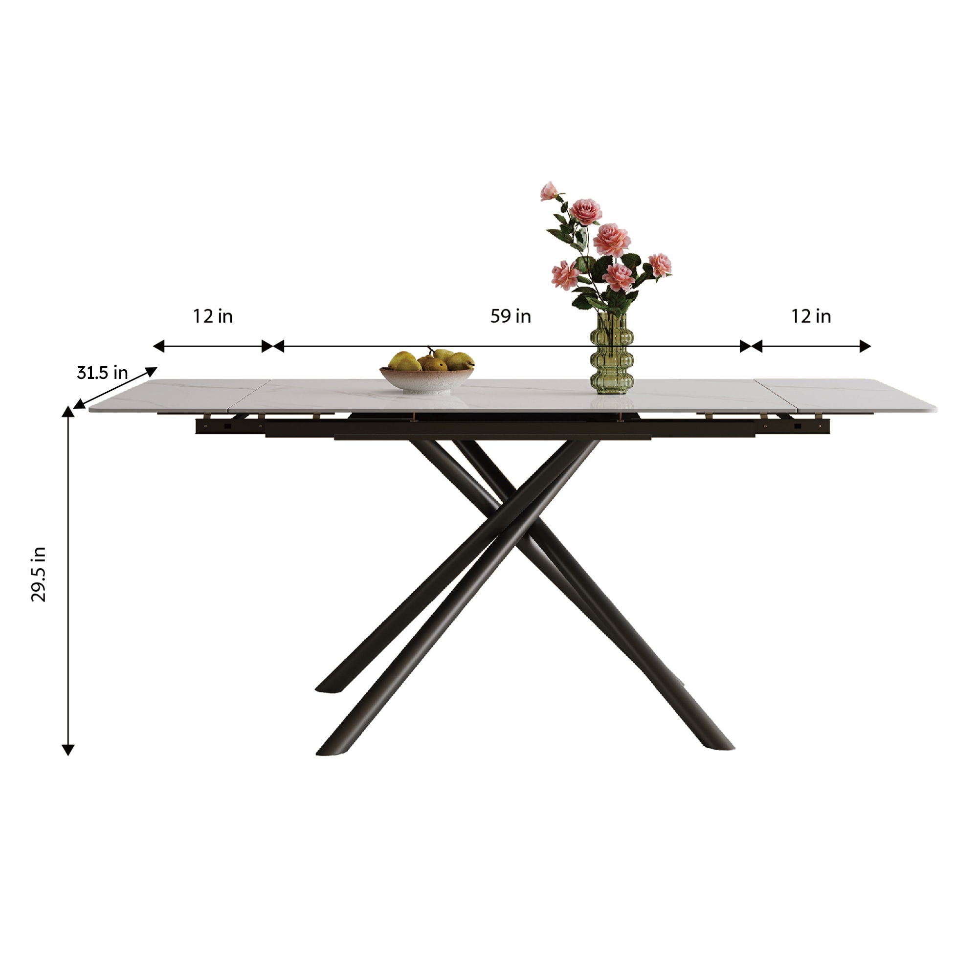 Retractable Sintered Stone Dining Table Set With Chairs