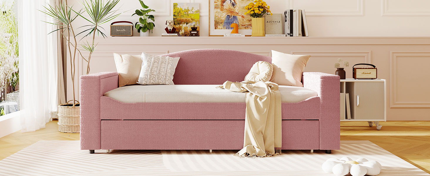 Upholstered Daybed With Storage Armrests, Trundle And Latest Integrated Bluetooth Audio System