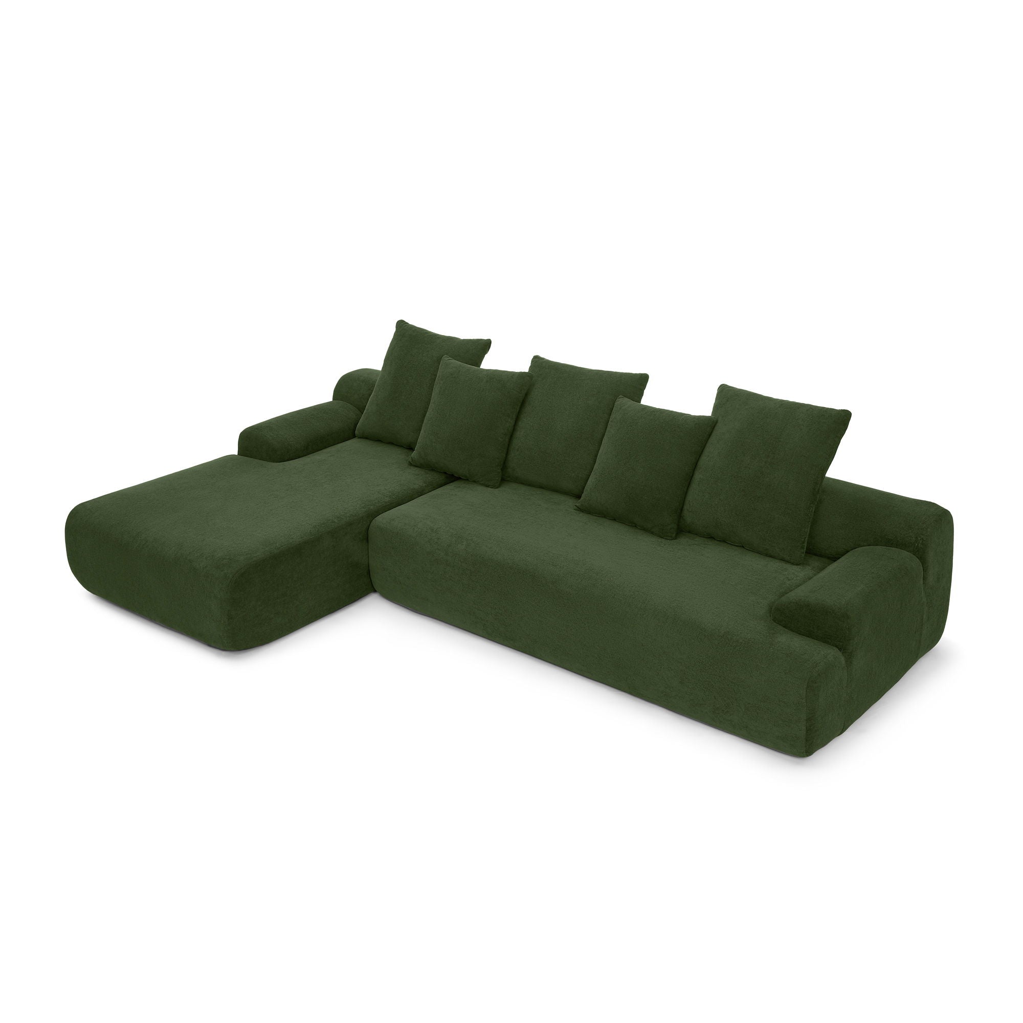 L-Shape Sectional Sofa, Modular Compressed Couch For Living Room Bedroom, 4 Seater - Green