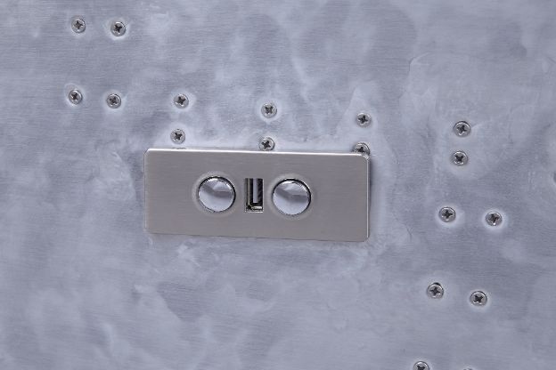 Okzuil - Power Motion Recliner - Two Tone Gray Top Grain Leather & Aluminum