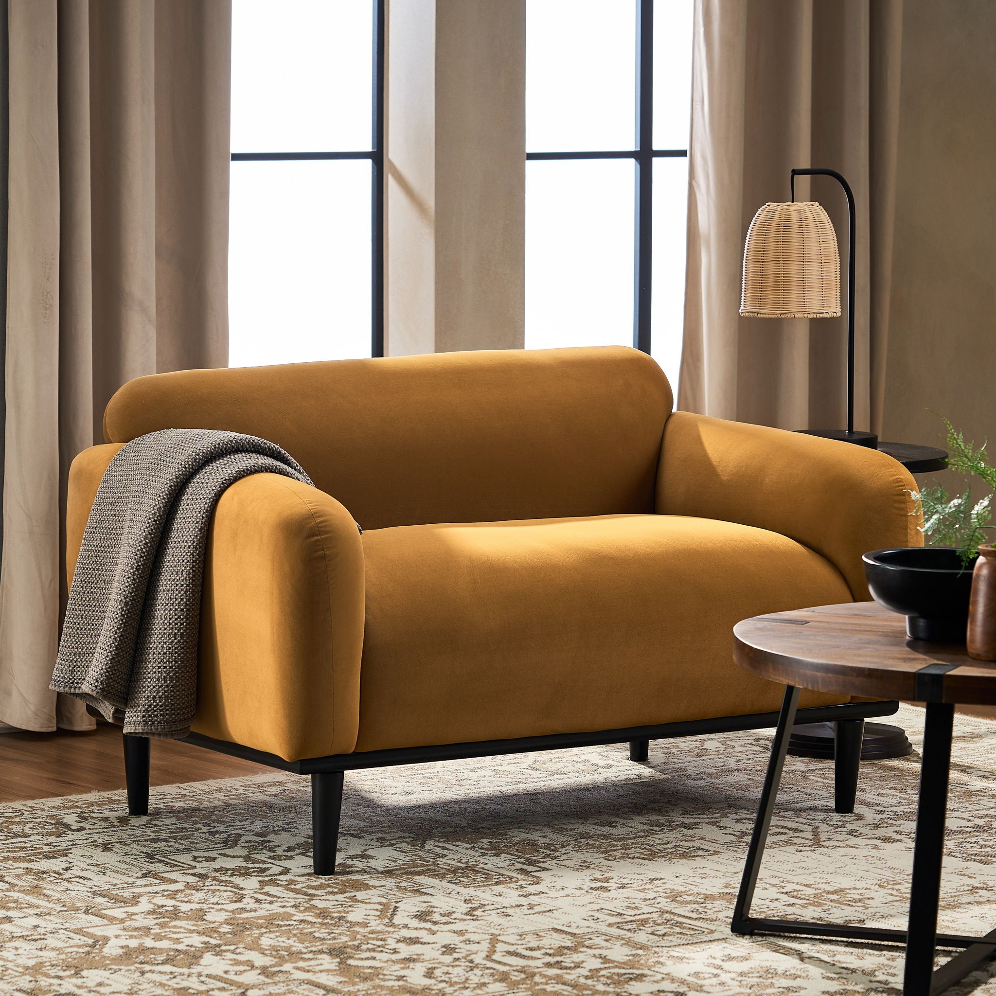 Sway - Upholstered Loveseat With Wood Legs And Round Arms