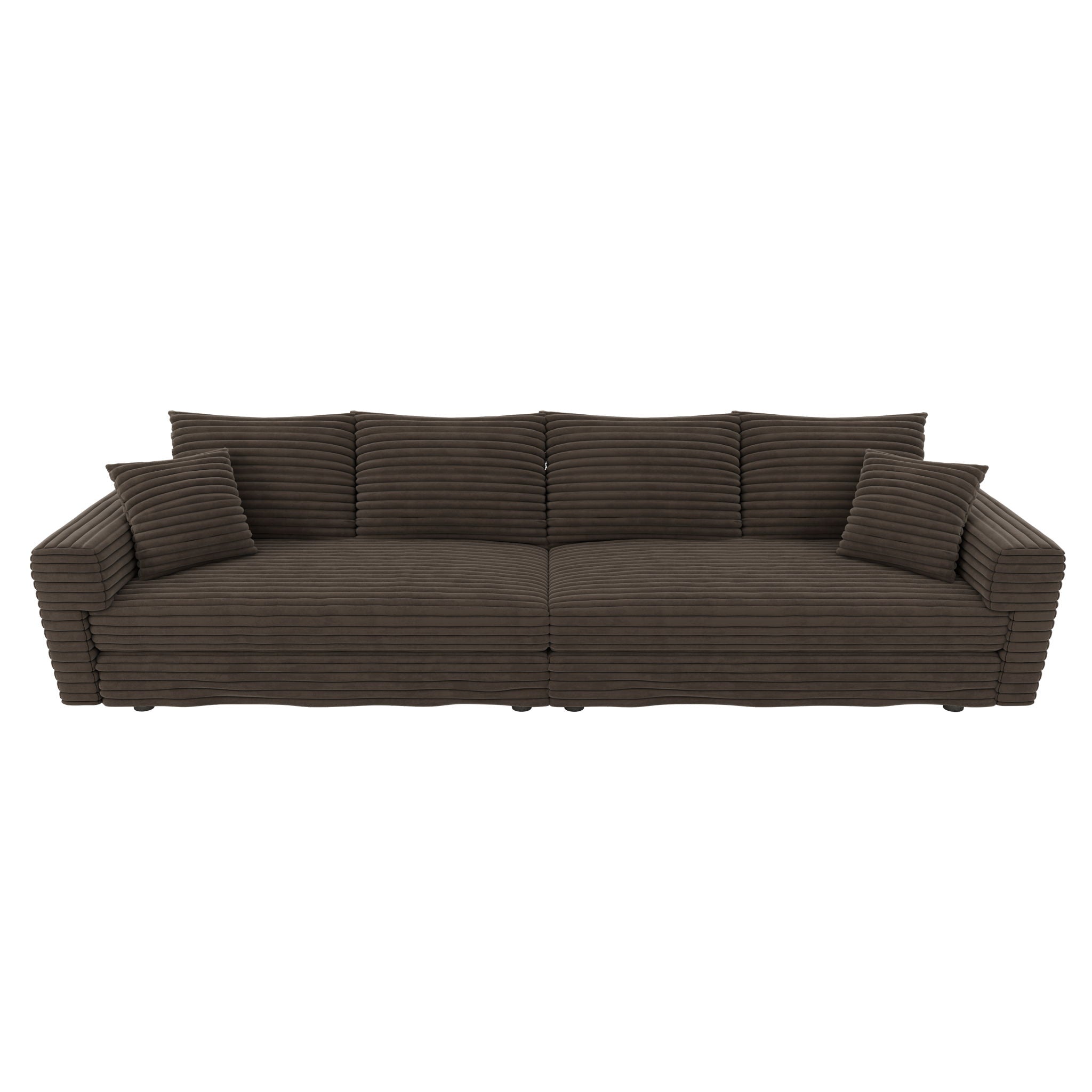 Plush Corduroy 4 Seat Sofa, Modern Comfy Upholstered Sofa Cloud Couch, Deep Seat Couches With Soft Pillows