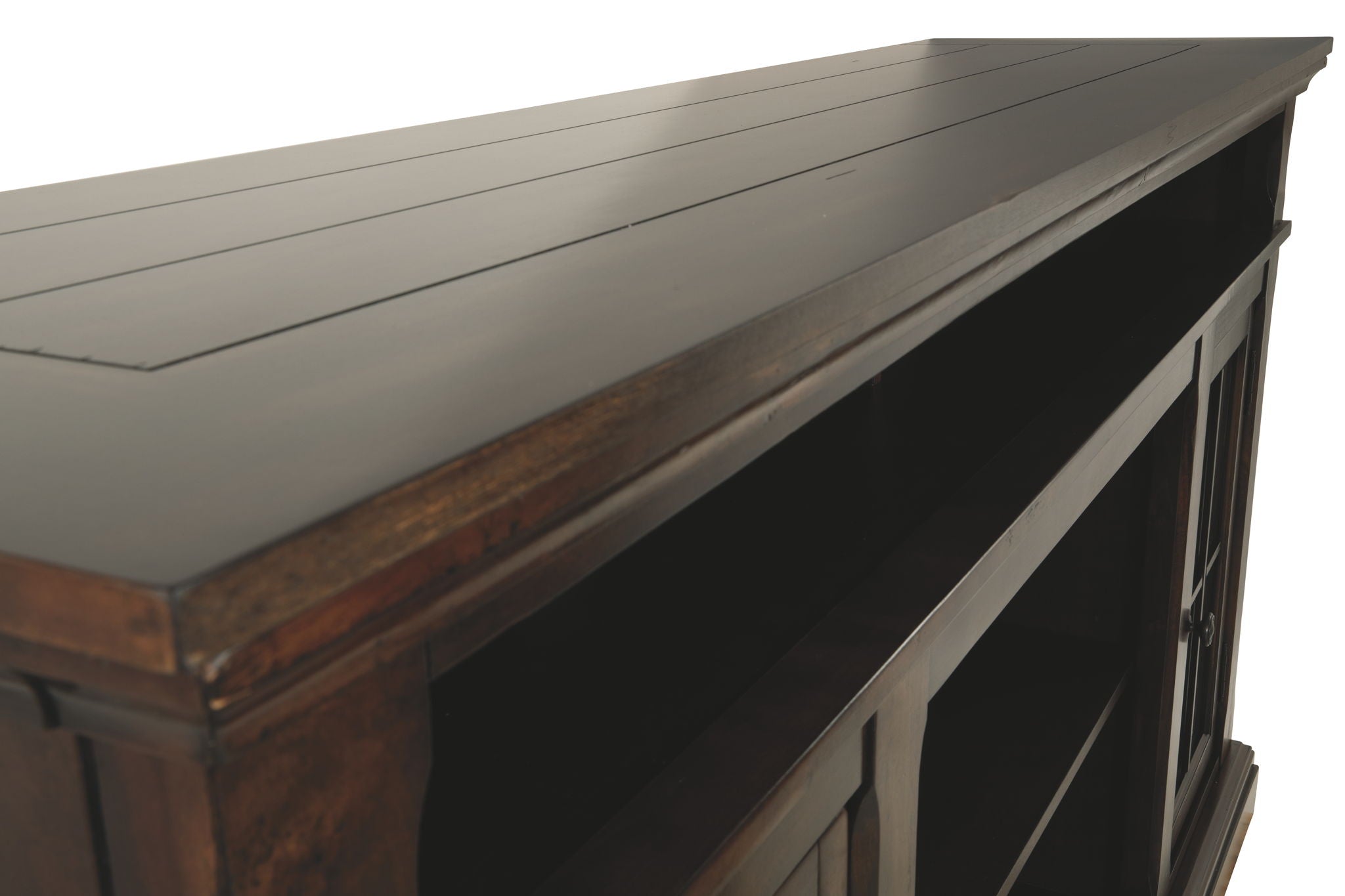 Roddinton - XL TV Stand w/Fireplace Option - Dark Brown