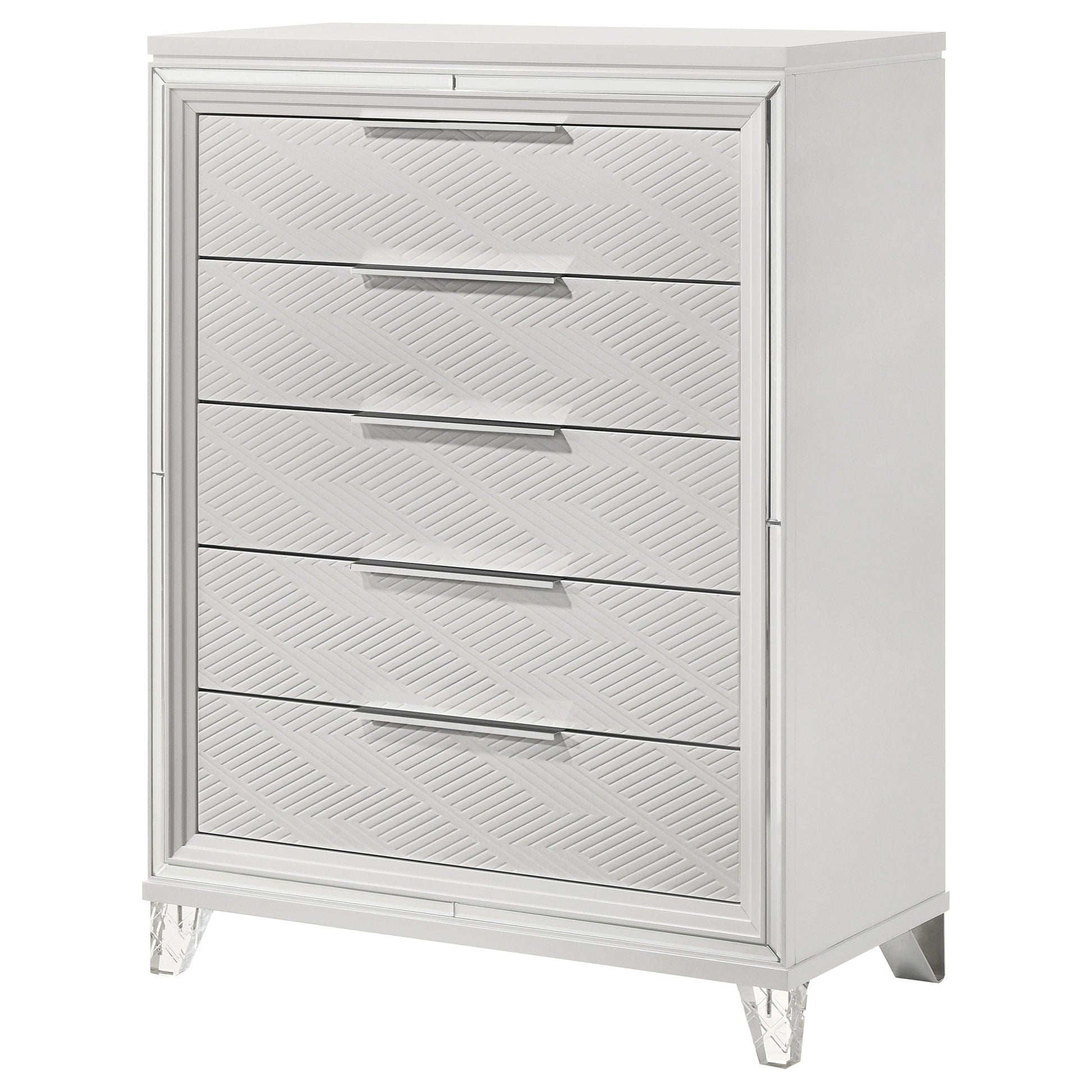 Coaster Fine Furniture Marmore - 5-Drawer Bedroom Chest Of Drawers - White | Meri Furniture