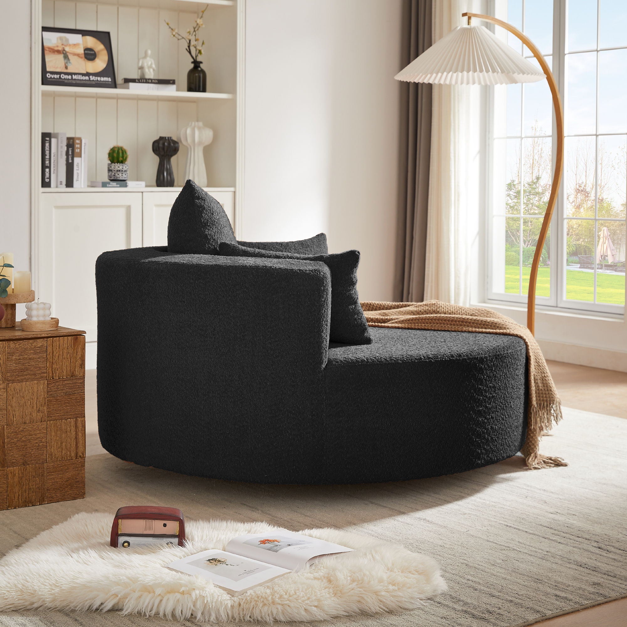 360° Swivel Chair Accent Barrel Chair With Removable Pillows