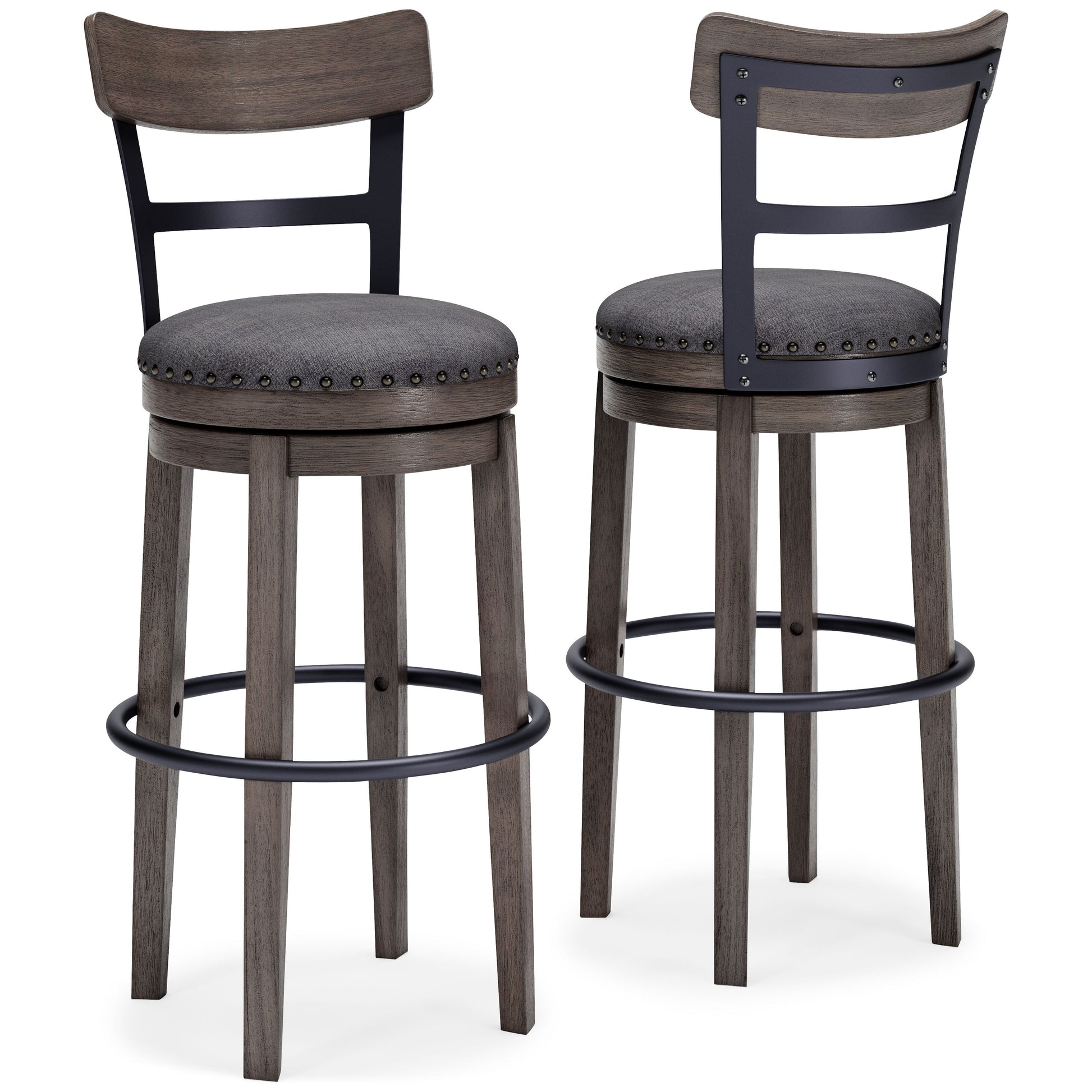 Signature Design by Ashley® Caitbrook - Gray - Tall Uph Swivel Barstool | Meri Furniture