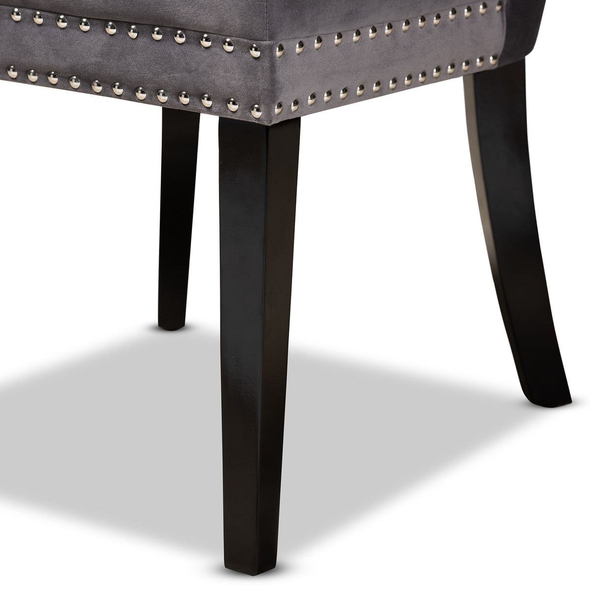Remy Modern Transitional Grey Velvet Fabric Upholstered Espresso Finished 2-Piece Wood Dining Chair Set Set