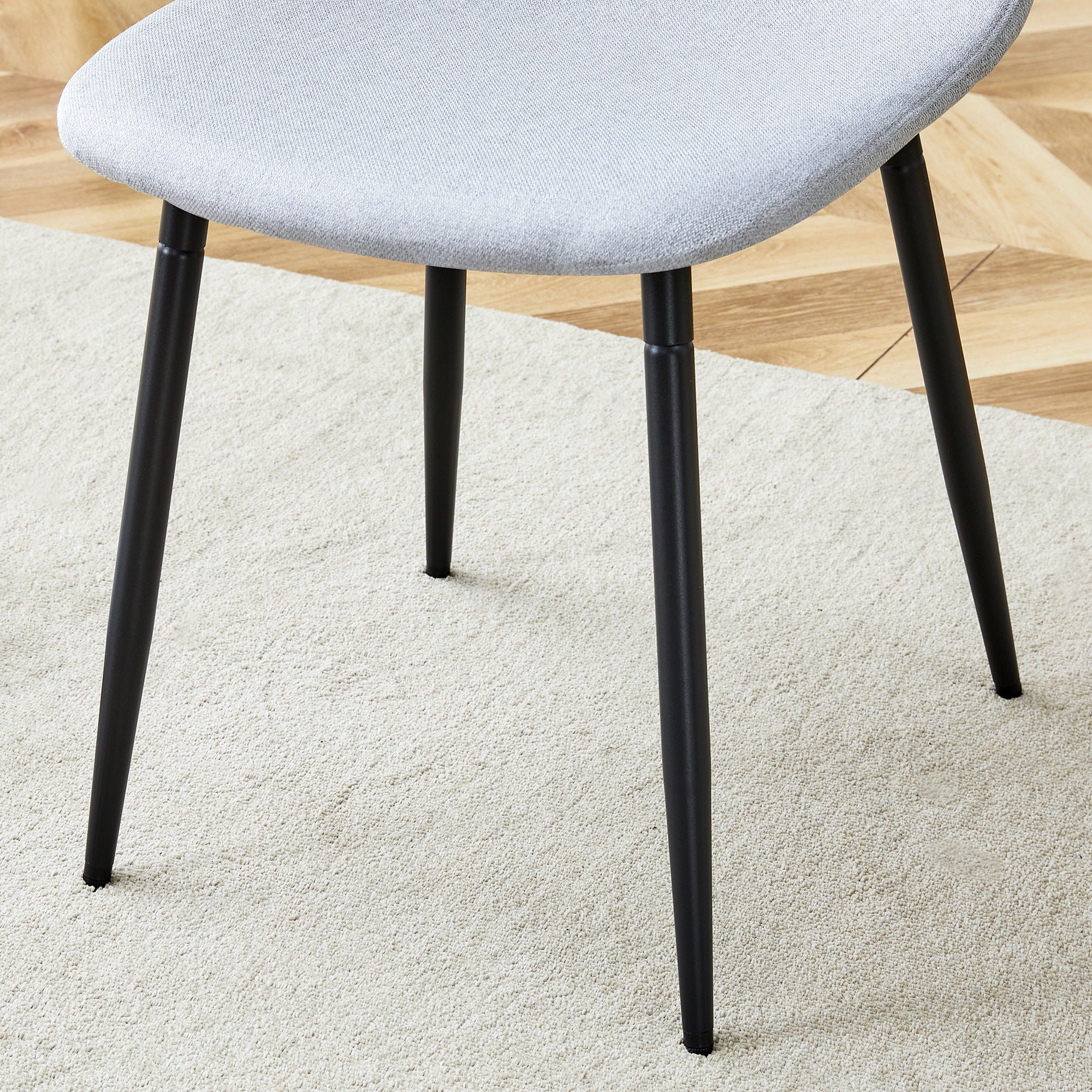 Modern Medieval Style Cushioned Side Chairs Set With Black Metal Legs For Kitchens