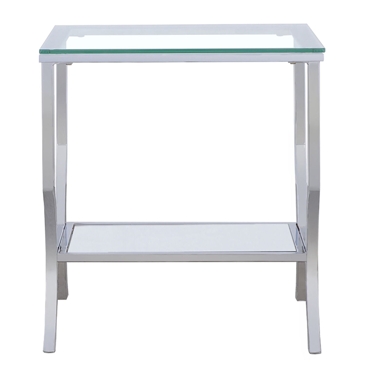 Porch & Den - Square Top End Table Elegance Glass - Chrome