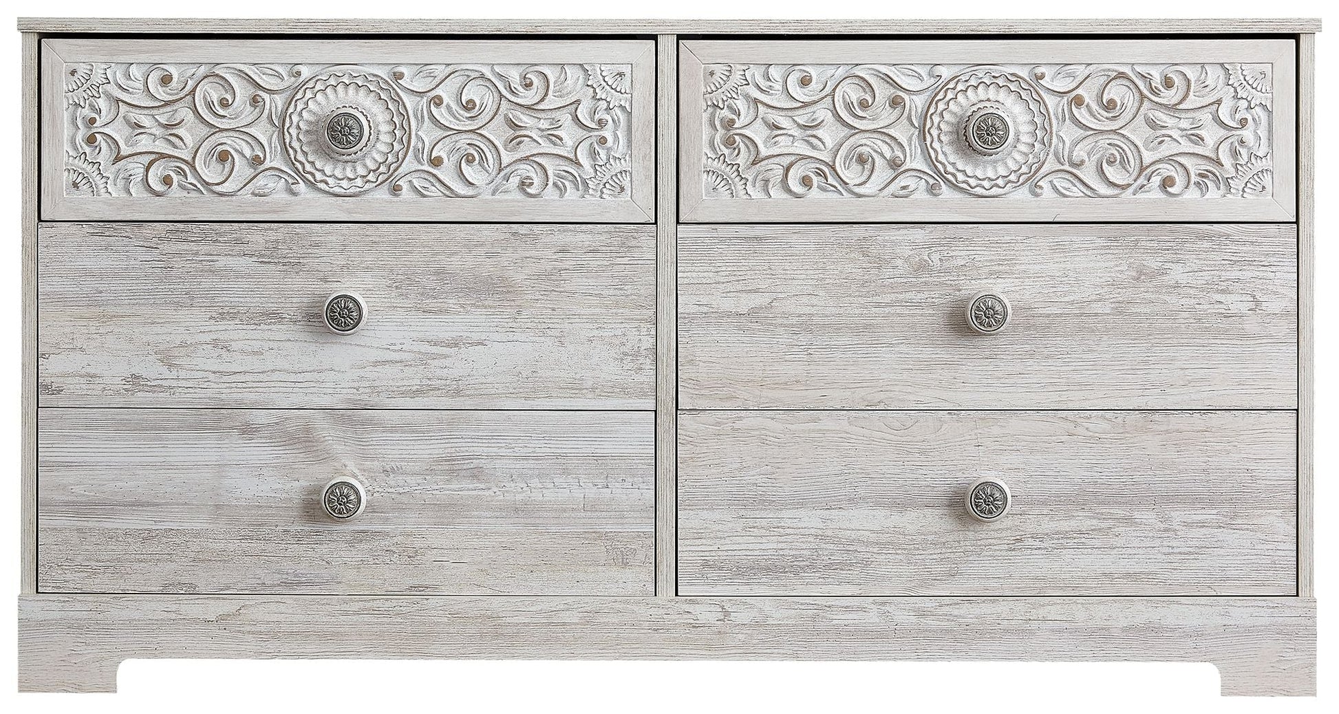 Signature Design by Ashley® Paxberry - Whitewash - Six Drawer Dresser - Weatherworn | Meri Furniture